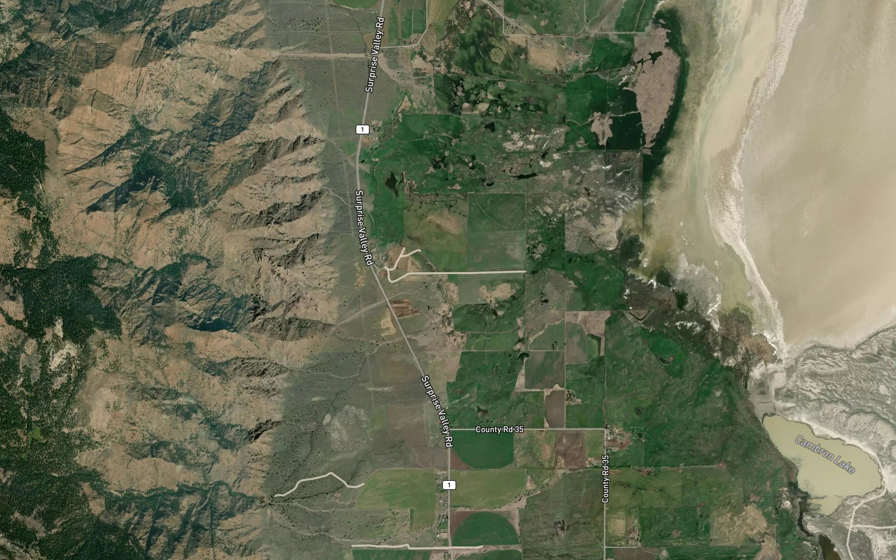 Satellite map of the Hornback Creek
