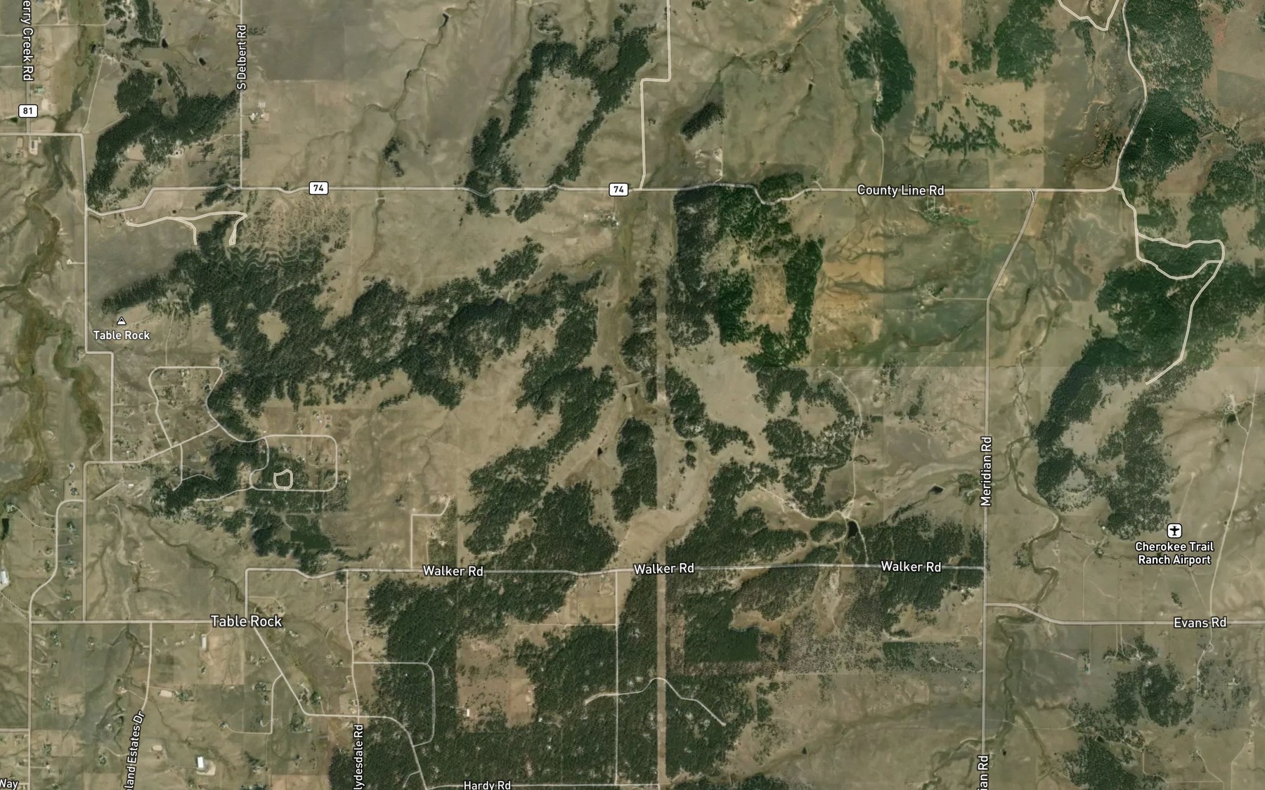Satellite map of the Kiowa Creek Watershed 1-G-30 Reservoir