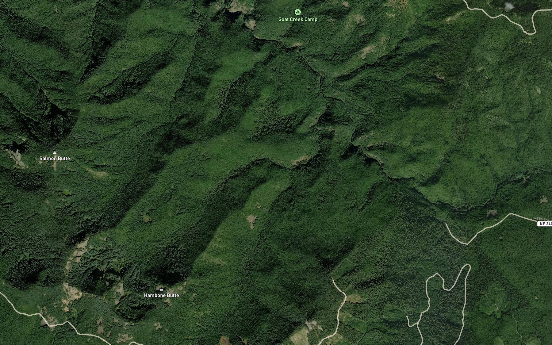 Satellite map of the Tumbling Creek