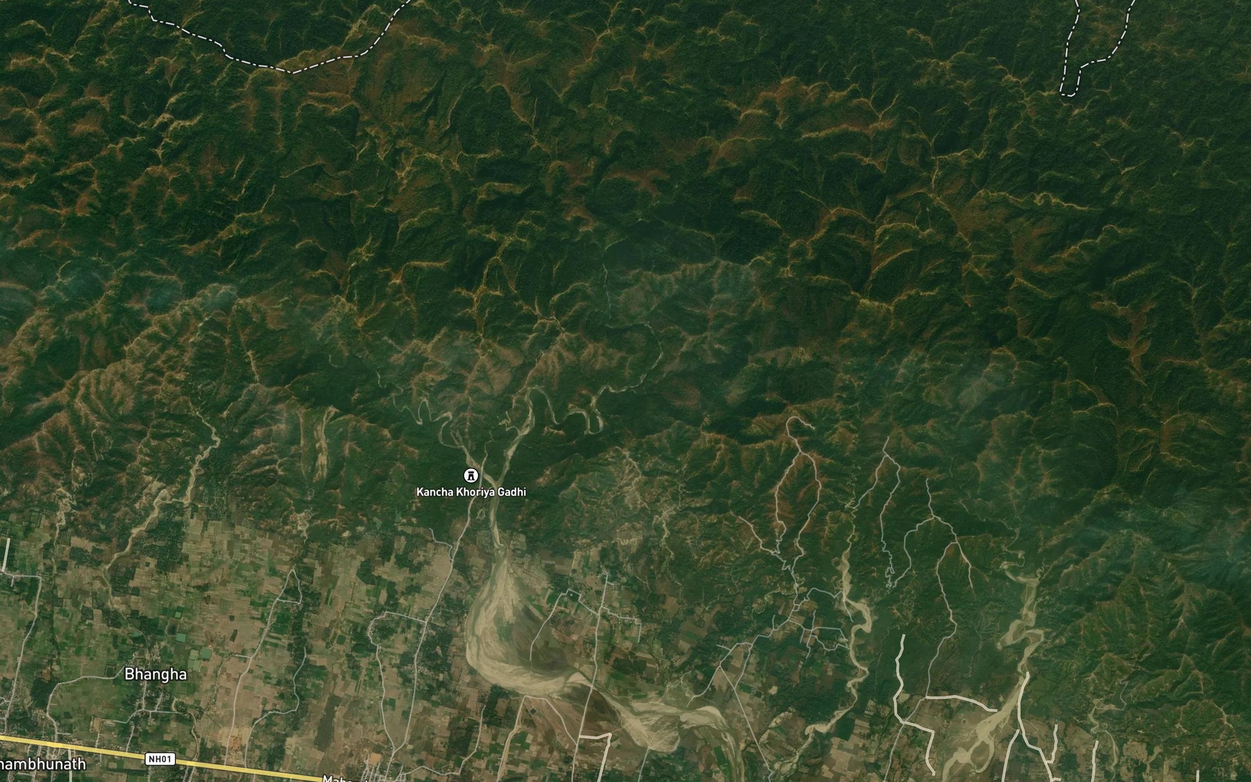 Satellite map of the Hudu Khola