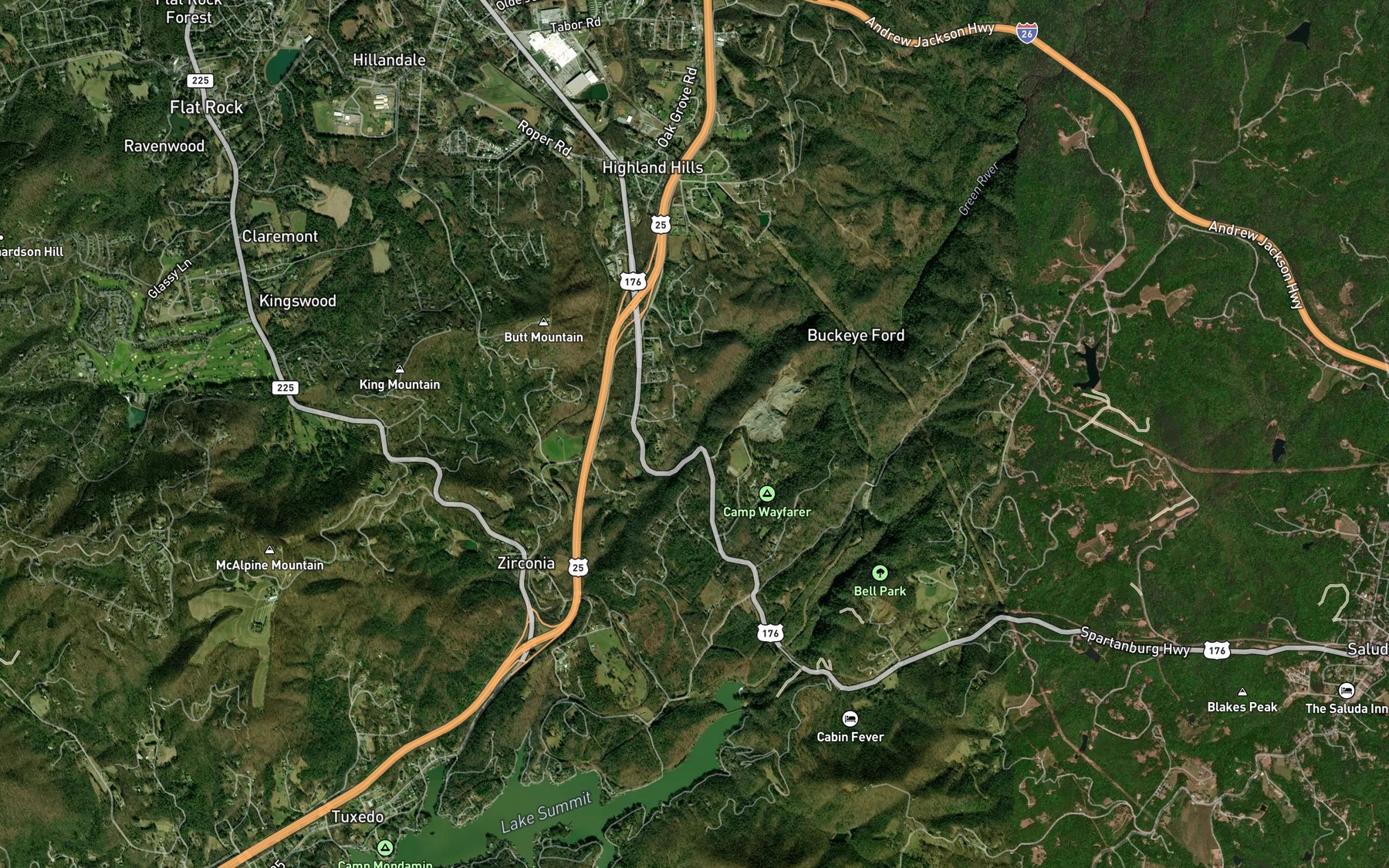 Satellite map of the Laurel Branch