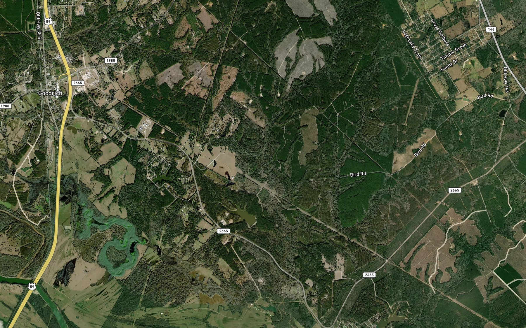 Satellite map of the Burnt-Out Creek