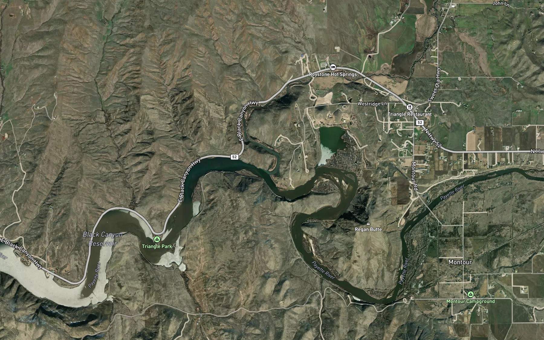 Satellite map of the Squaw Creek