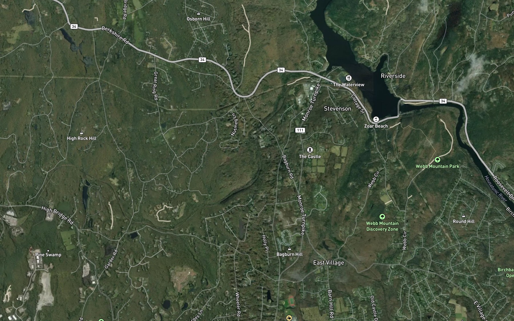 Satellite map of the Halfway River