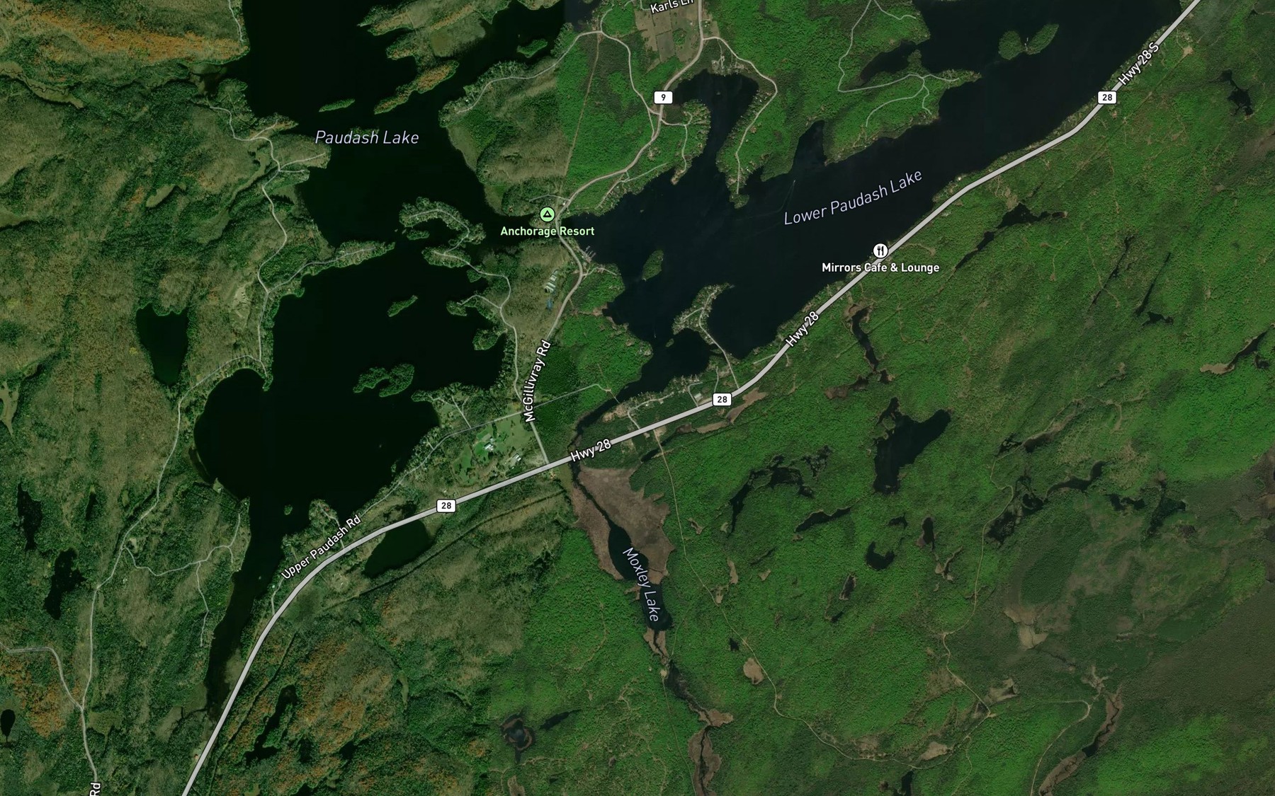 Satellite map of the Moxley Creek