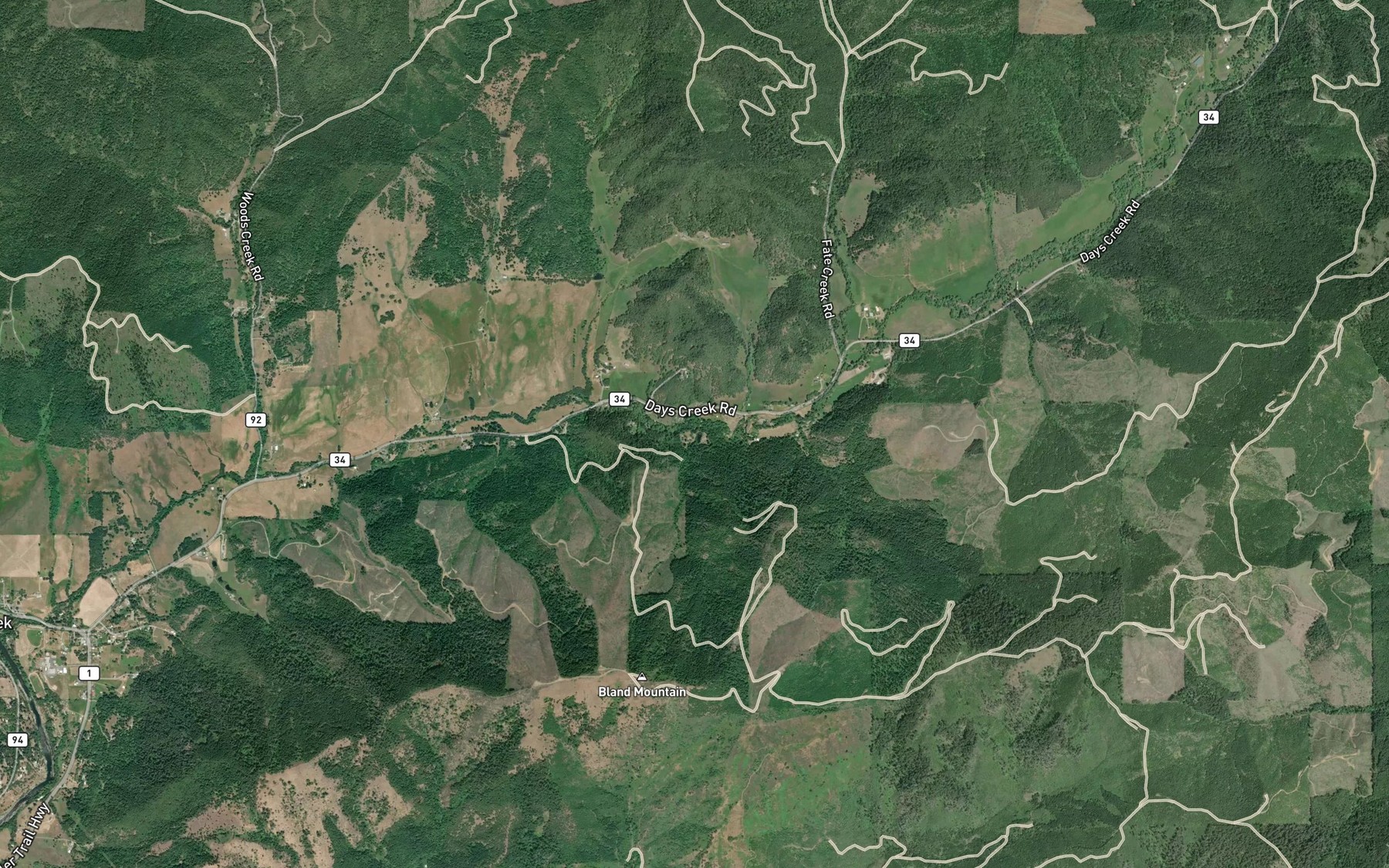Satellite map of the Gilbeaugh Creek