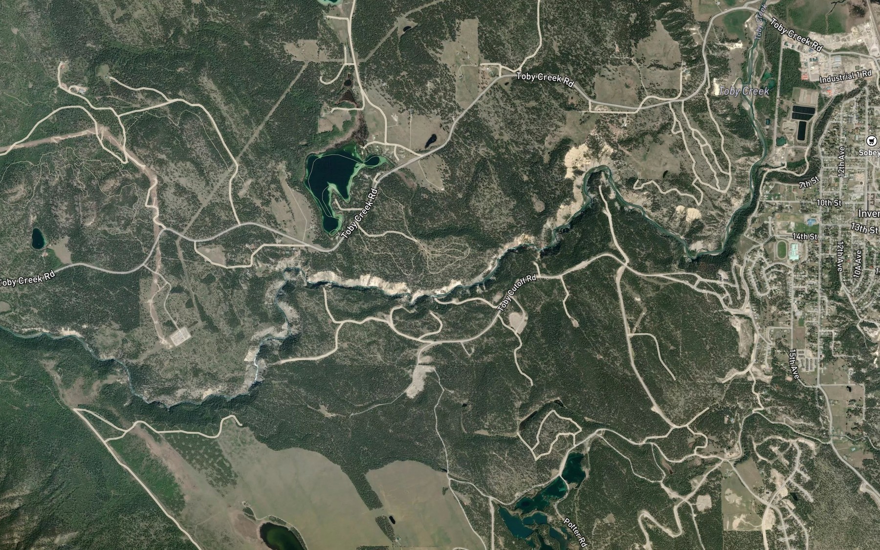 Satellite map of the Neave Creek