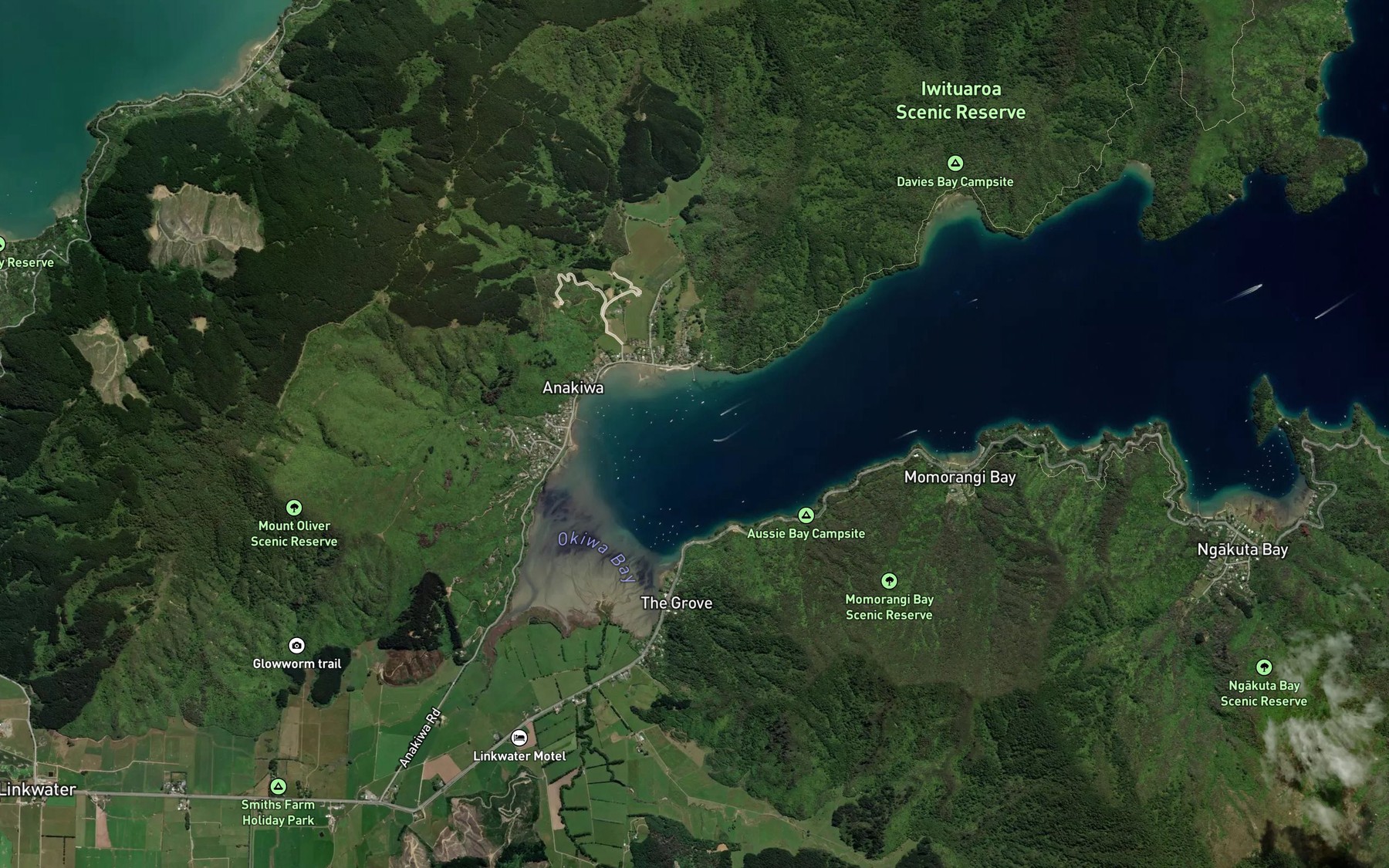 Satellite map of the Aussie Bay