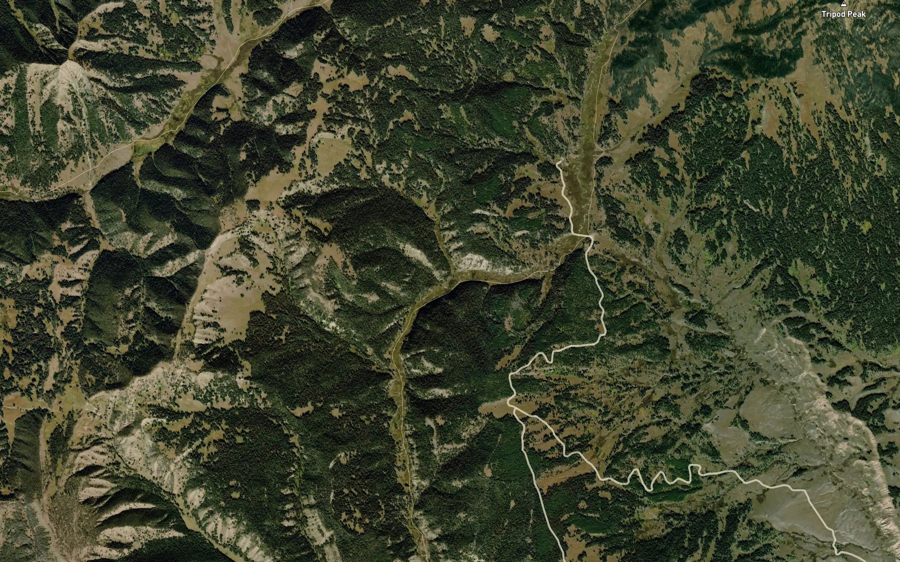 Satellite map of the Steep Creek