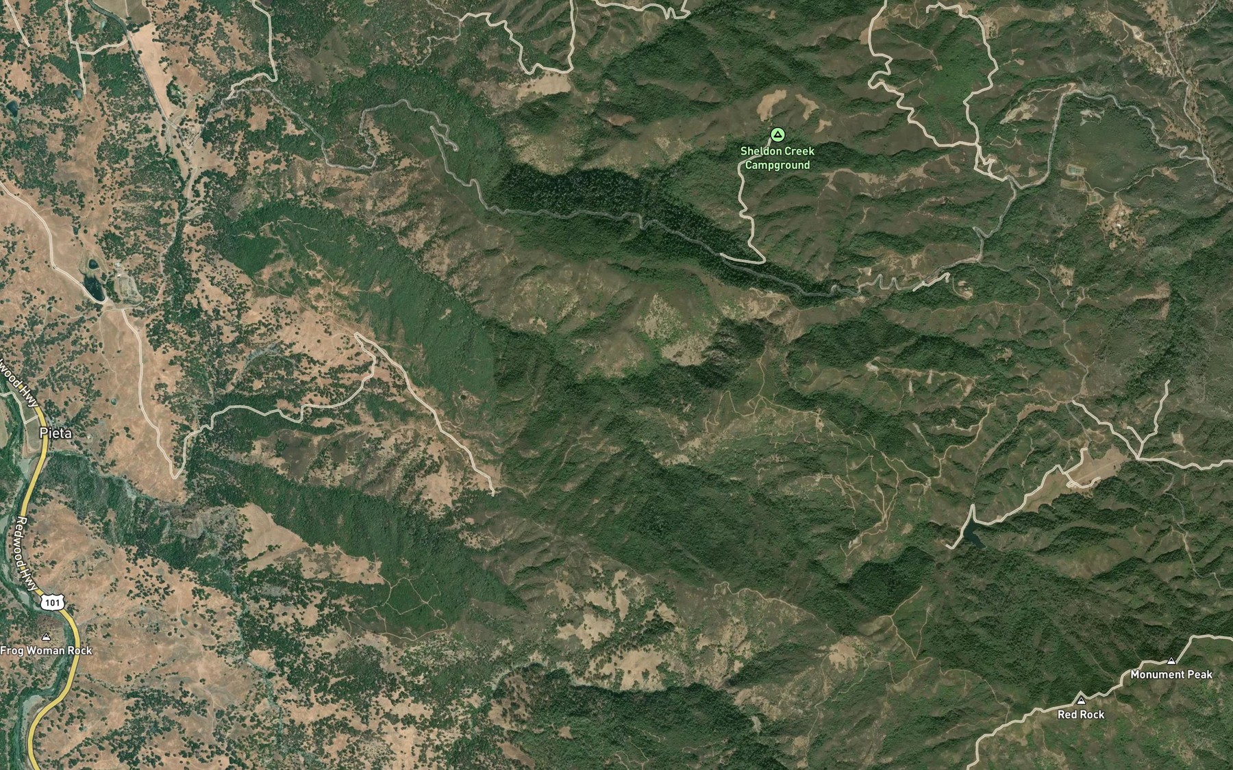 Satellite map of the Jakes Creek
