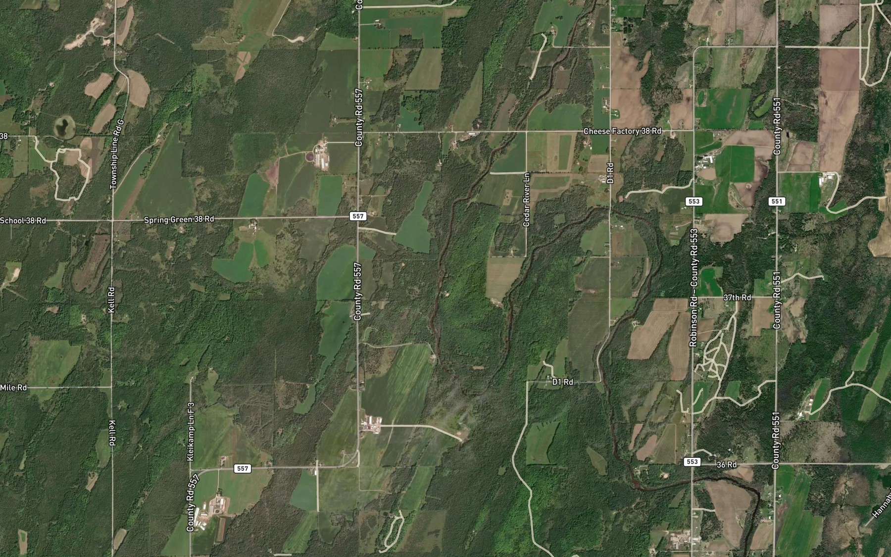 Satellite map of the Brook Creek