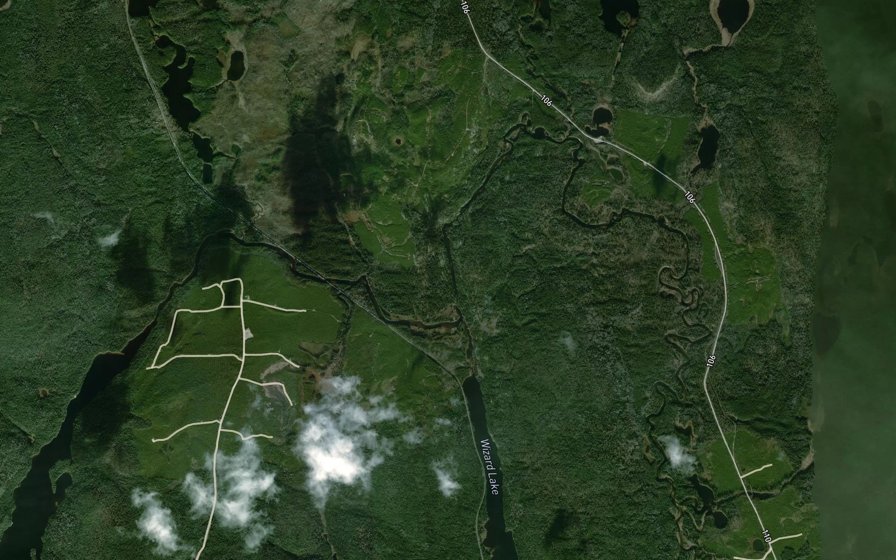 Satellite map of the Wizard Creek
