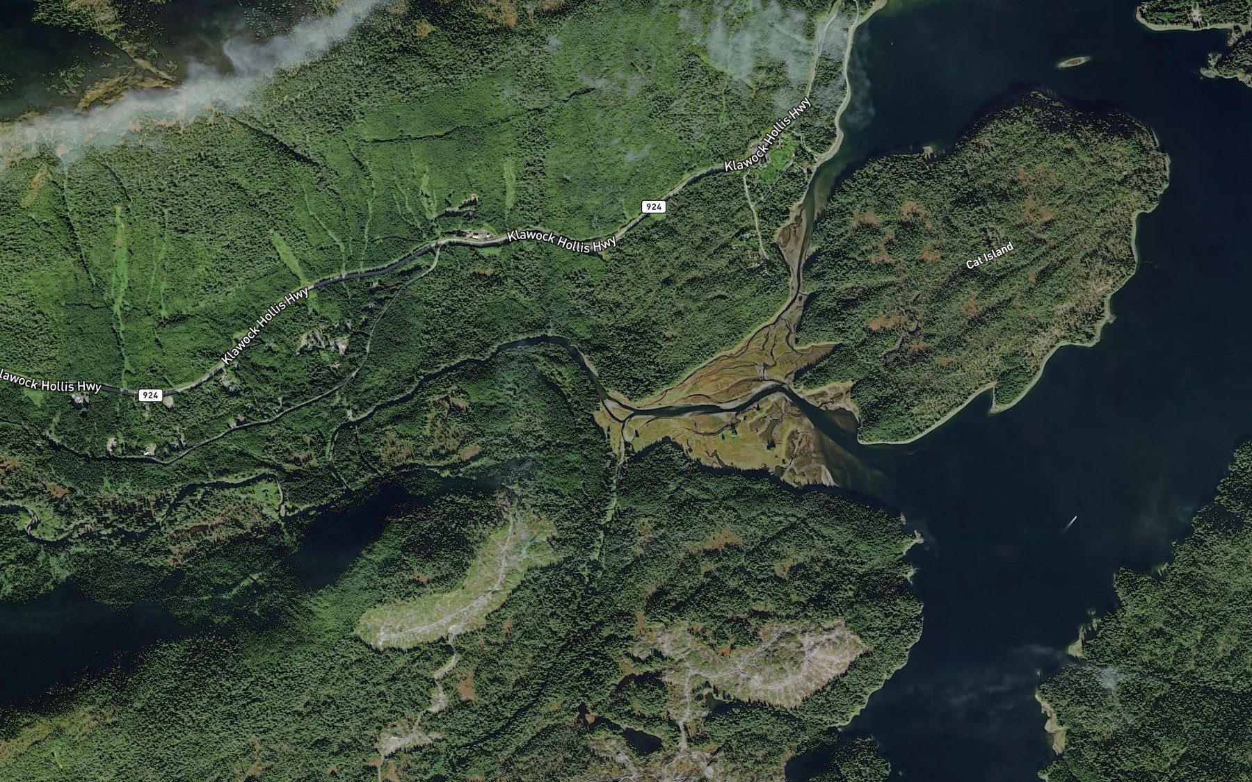 Satellite map of the Harris River
