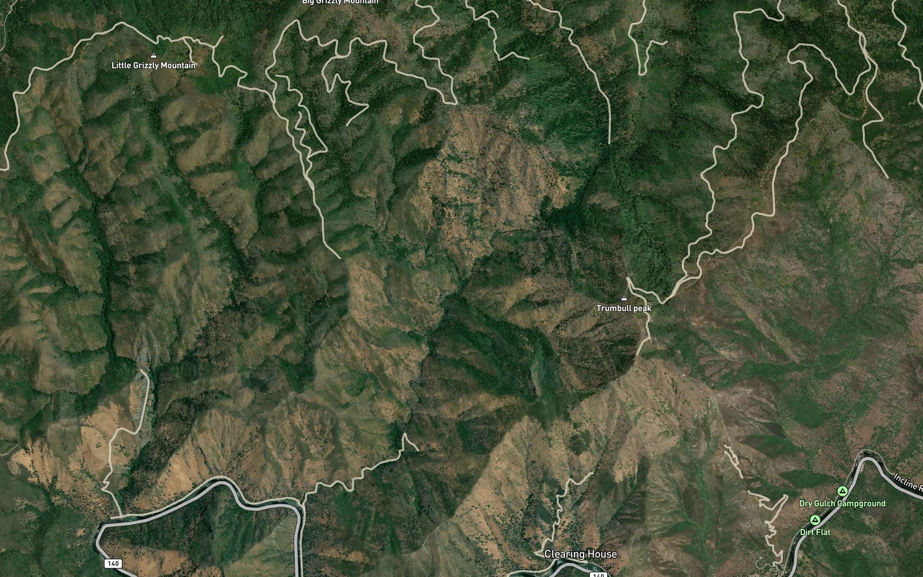 Satellite map of the Little Grizzly Creek