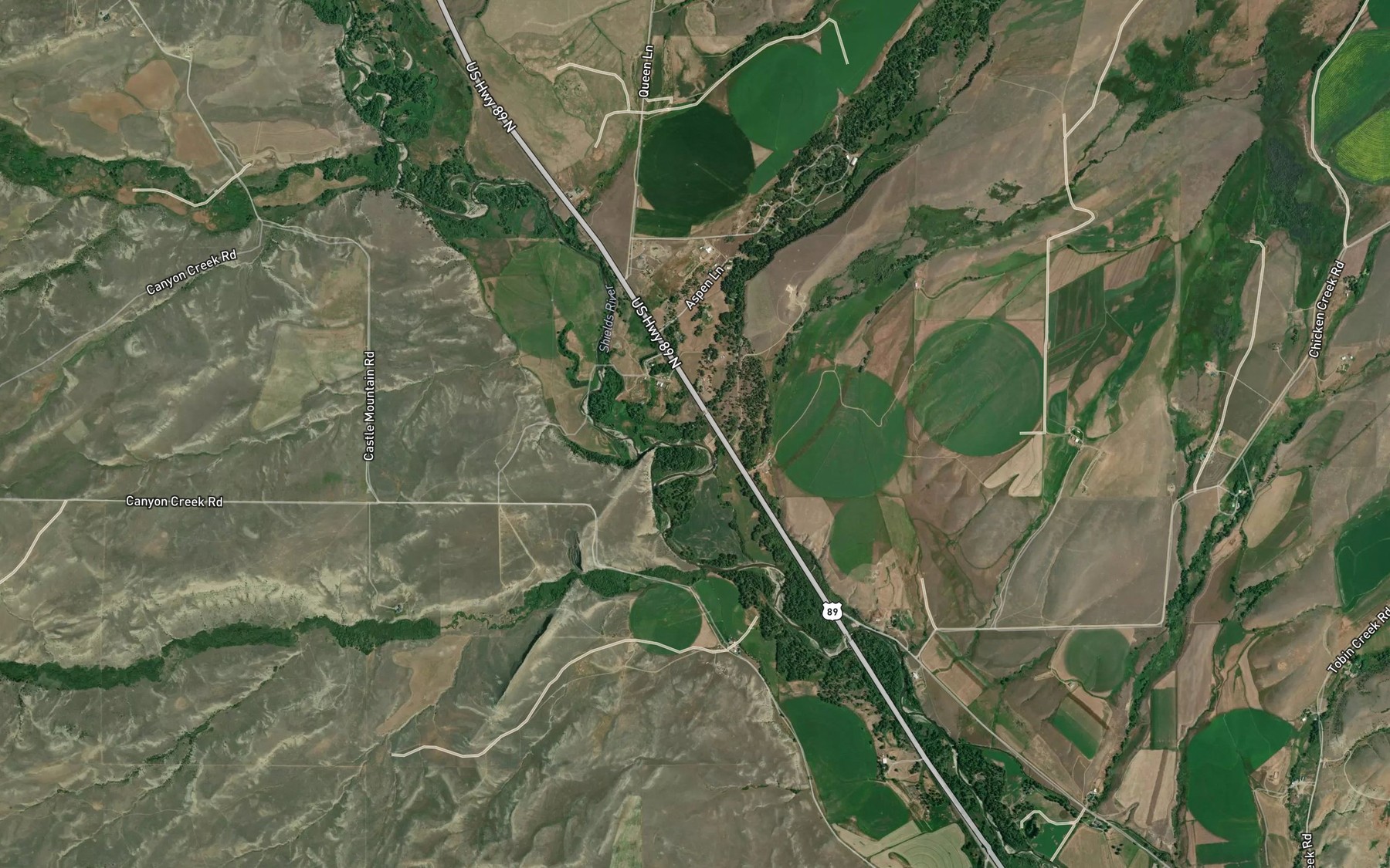 Satellite map of the Rock Creek