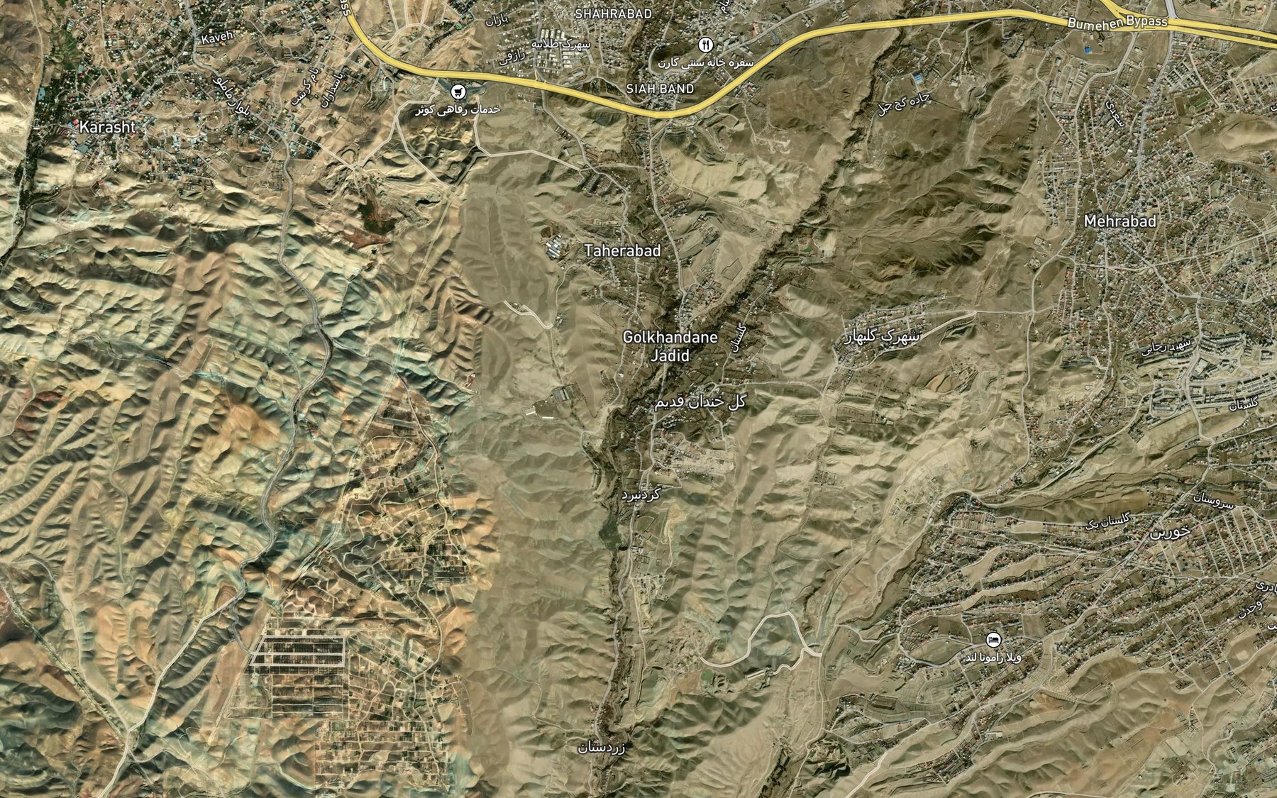 Satellite map of the Rudkhaneh-ye Ah