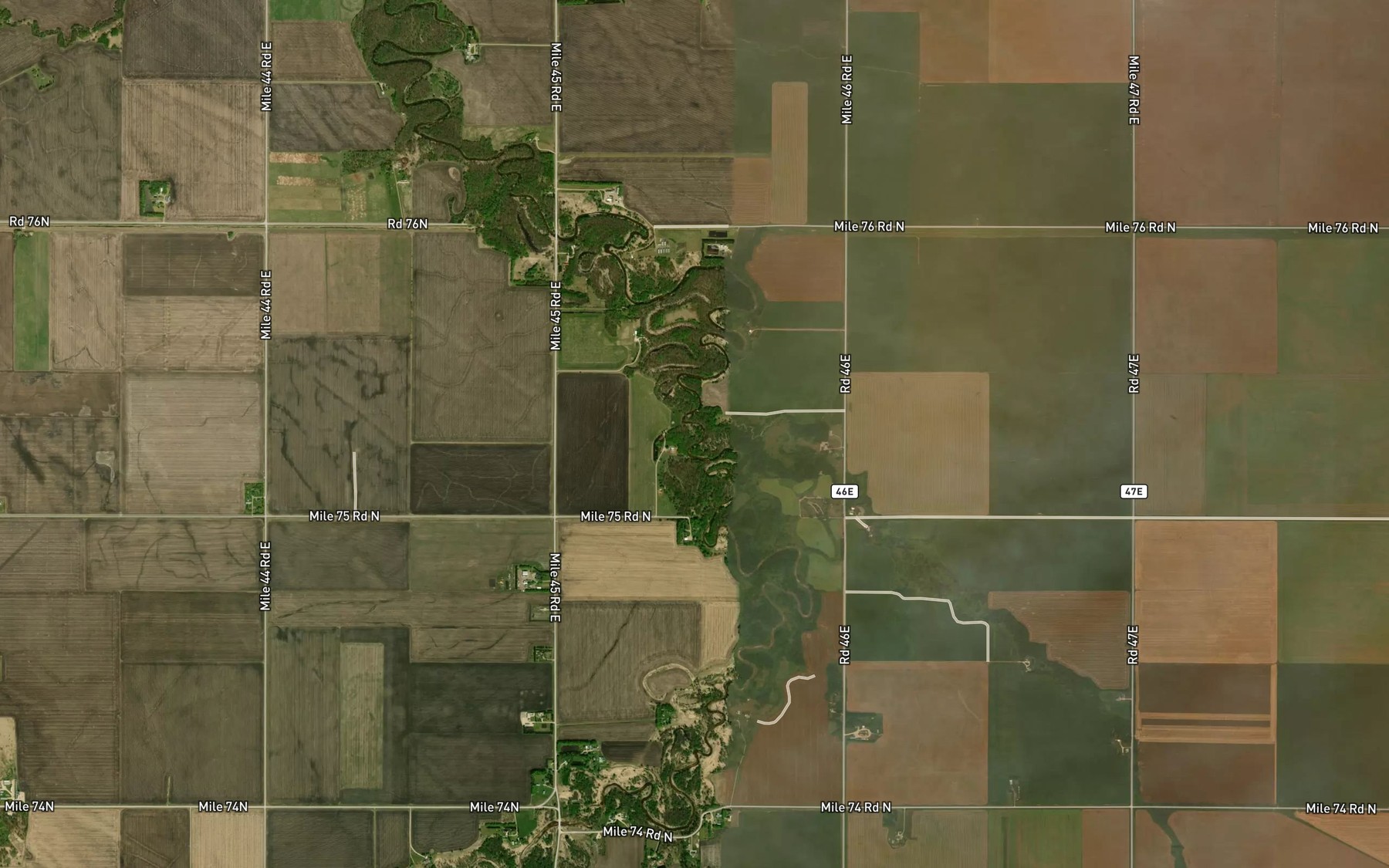 Satellite map of the Bears Creek