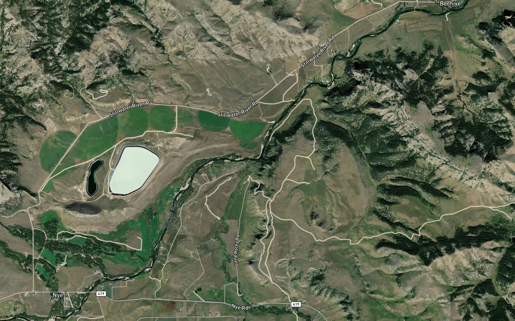 Satellite map of the Little Rocky Creek