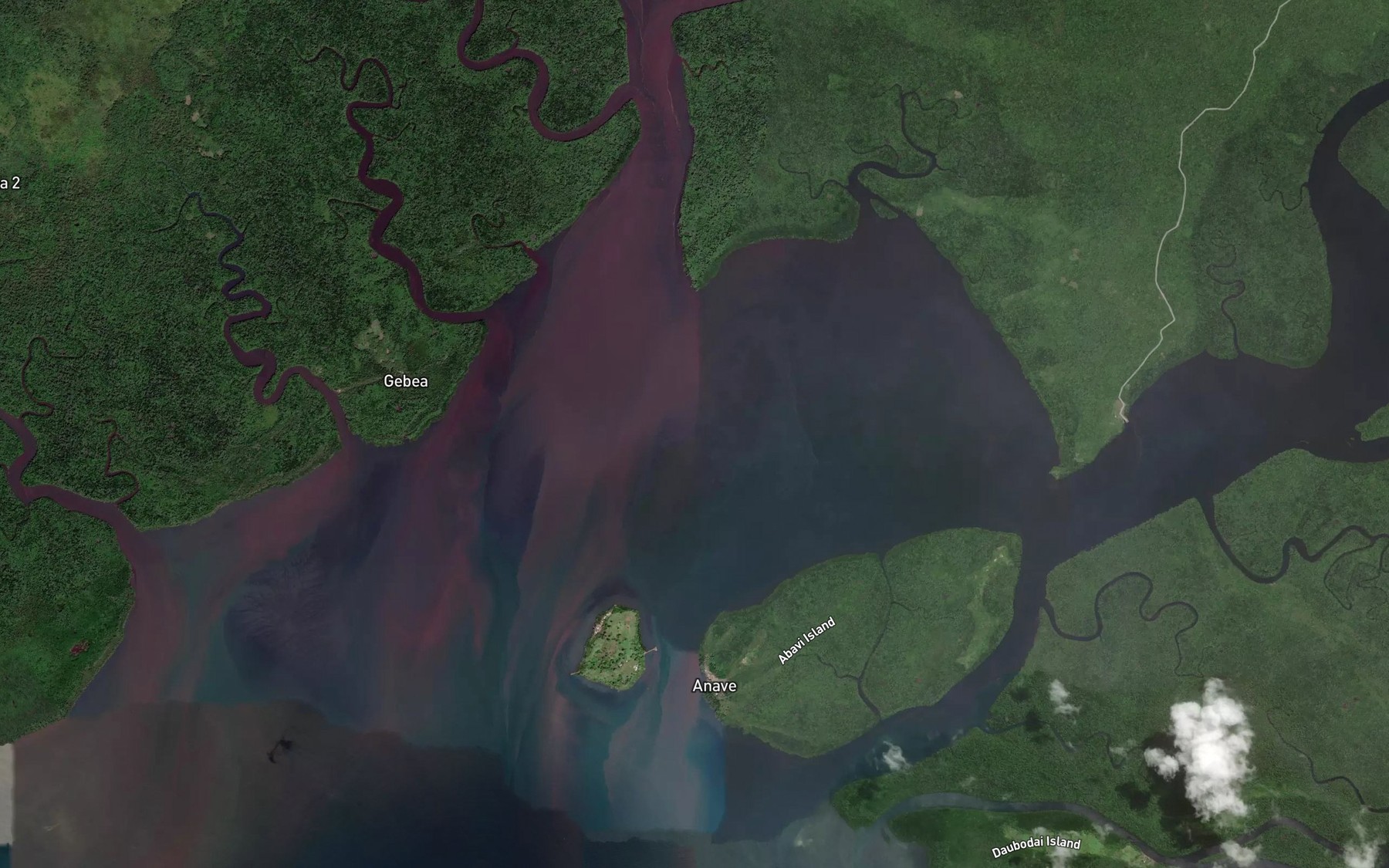 Satellite map of the Cloudy Bay