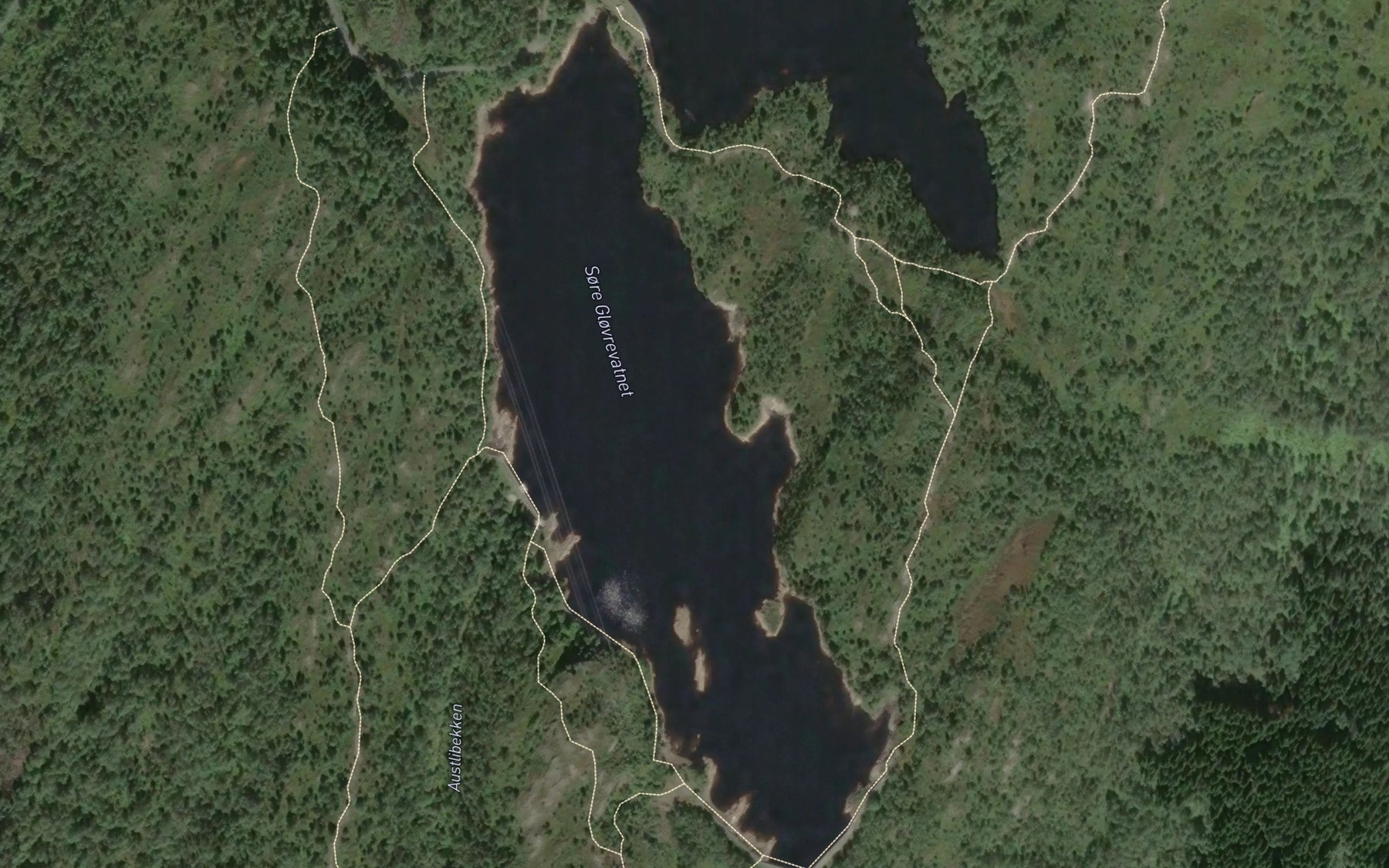 Satellite map of the Glovrevatnet,sore