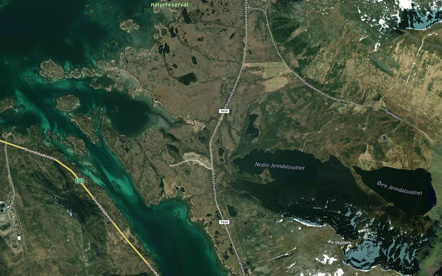 Satellite map of the Gjendalselva
