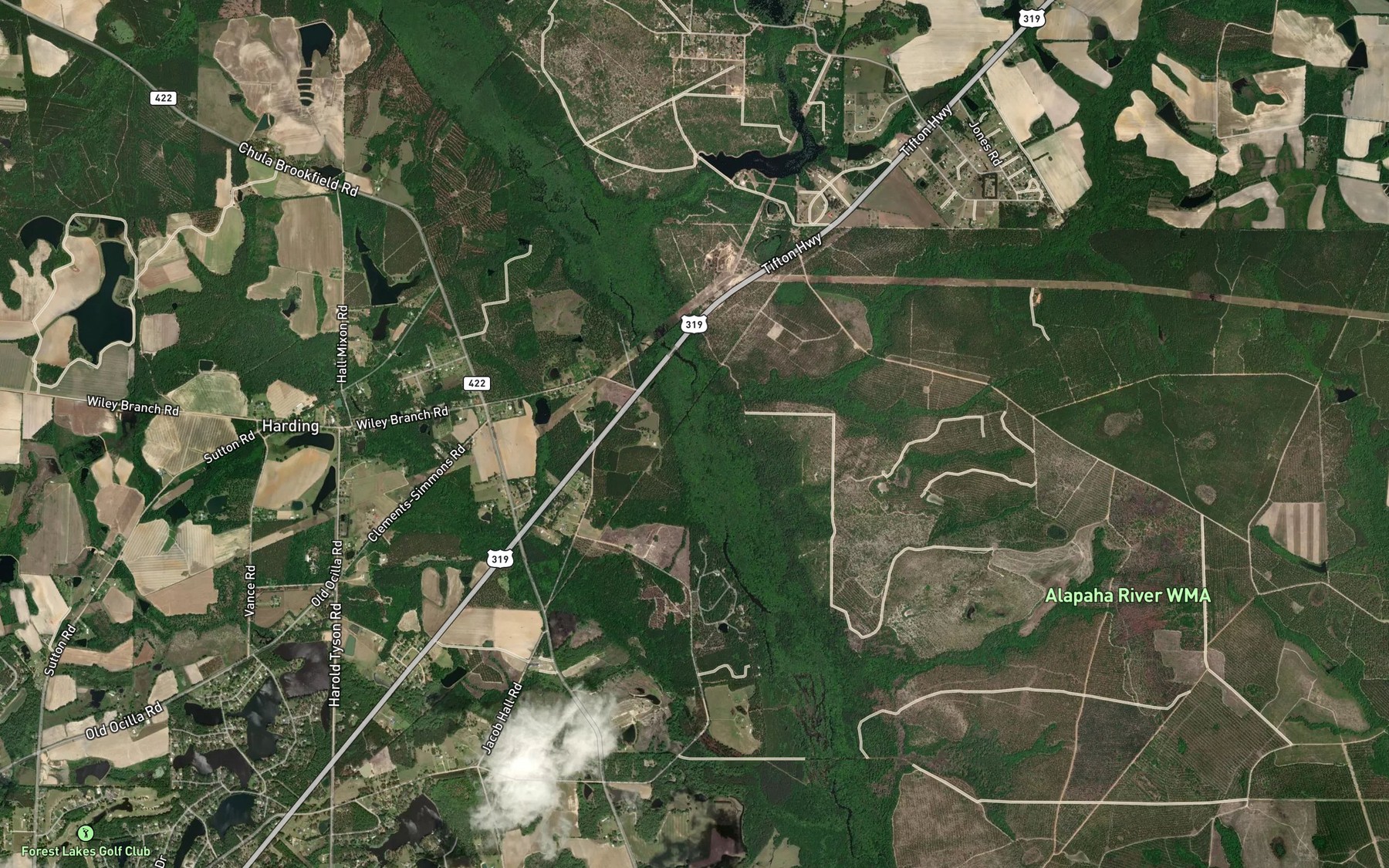 Satellite map of the Jack Creek