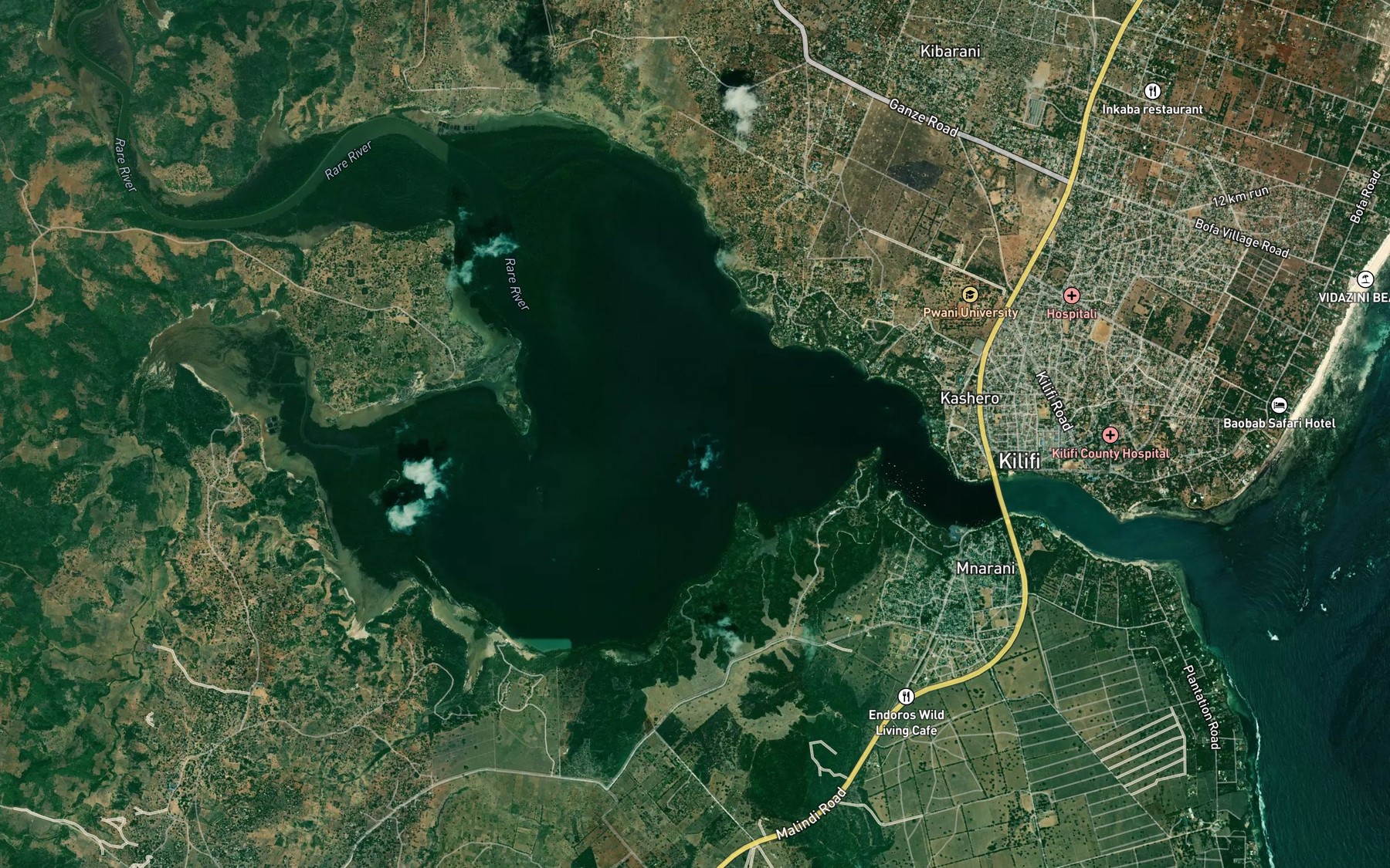 Satellite map of the Bandari ya Wali