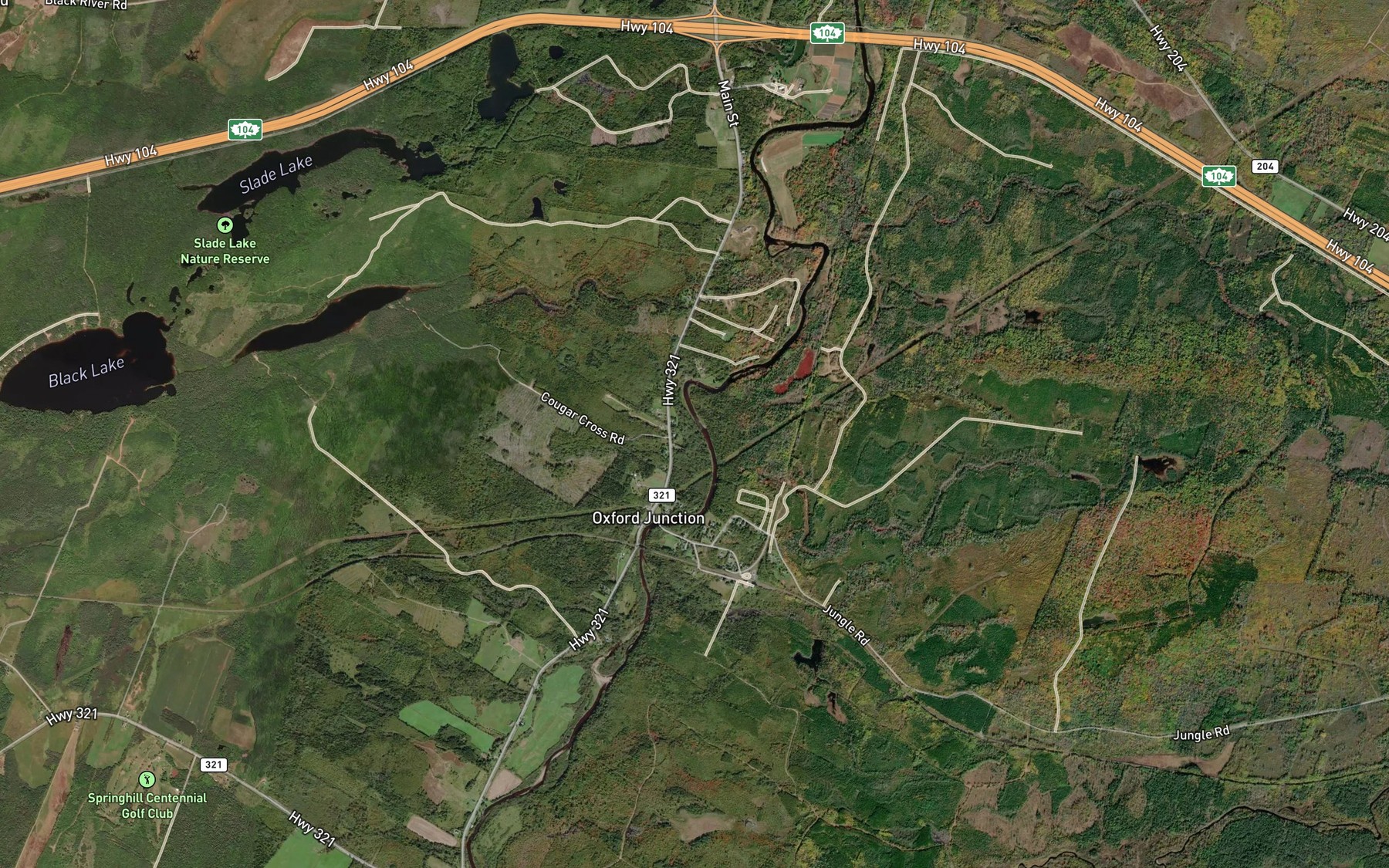 Satellite map of the Racetrack Brook