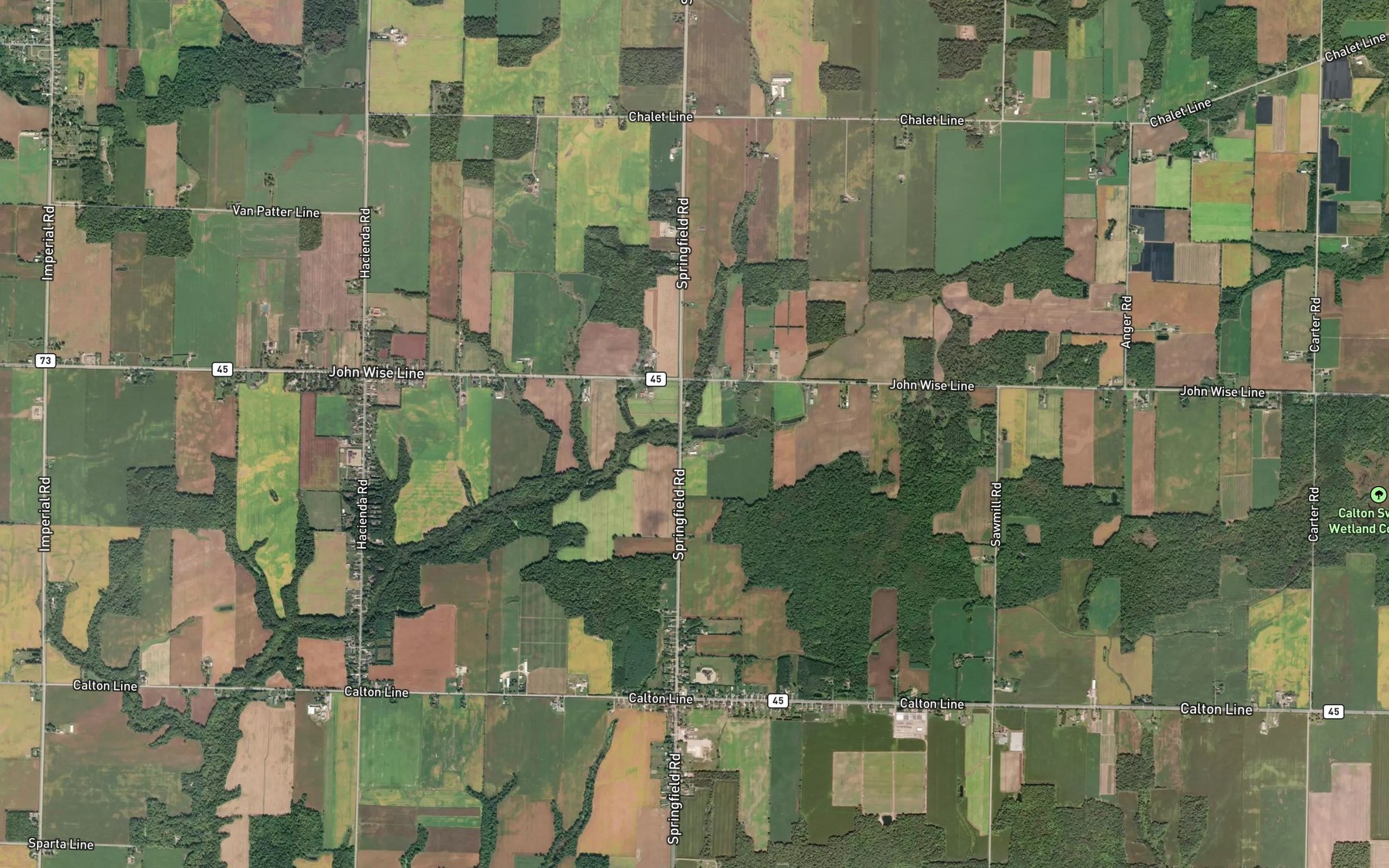 Satellite map of the Harmon Drain