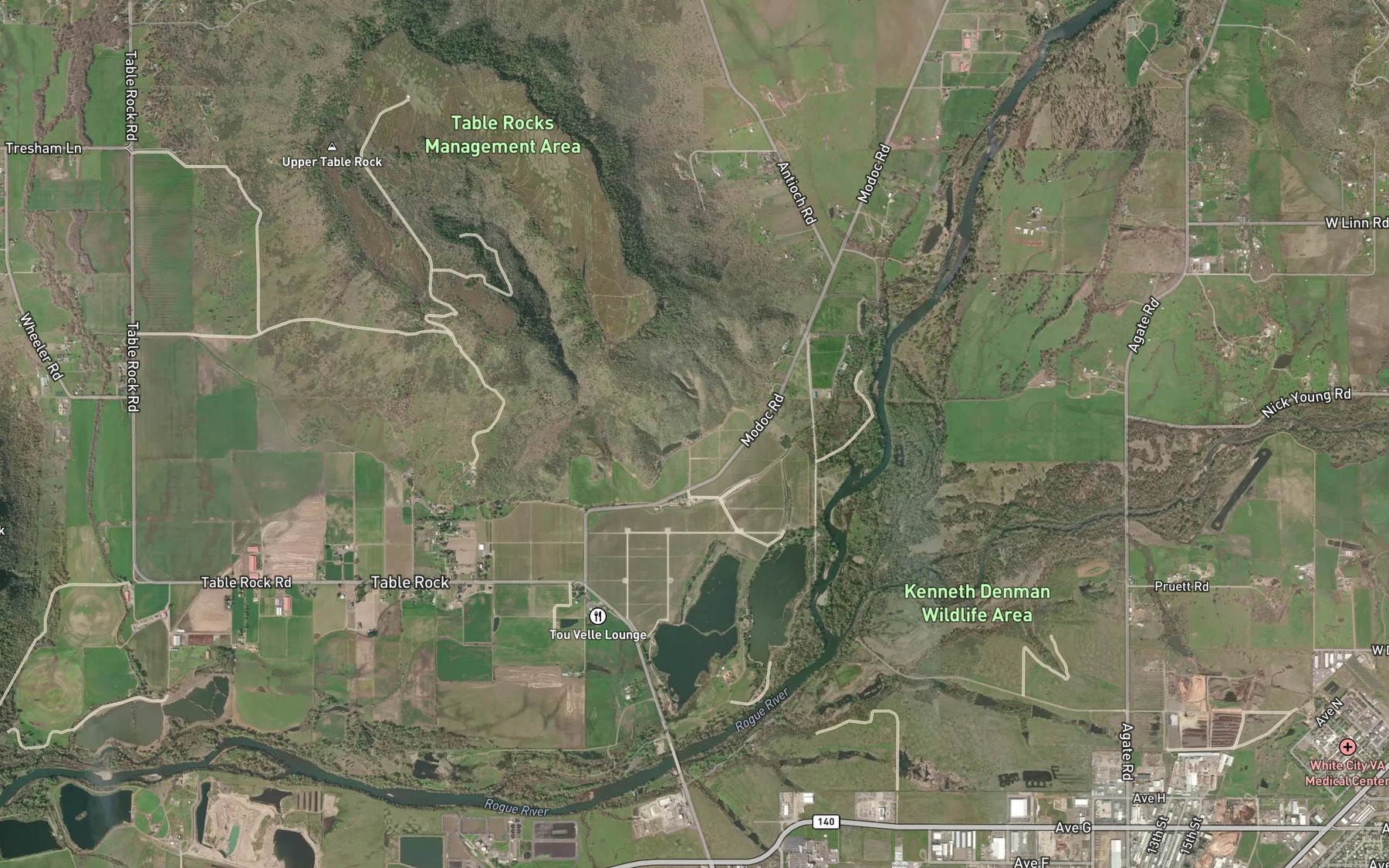 Satellite map of the Modoc Reservoirs