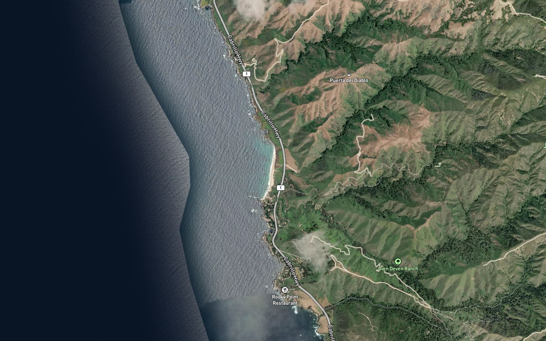 Satellite map of the Doud Creek
