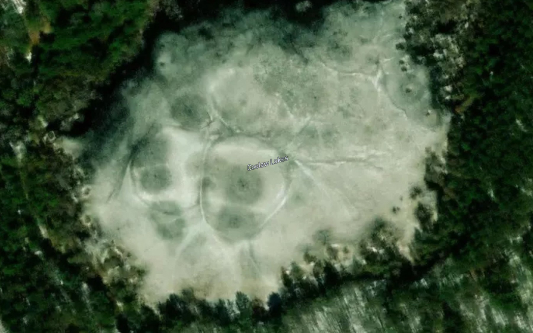 Satellite map of the Coolaw Lakes