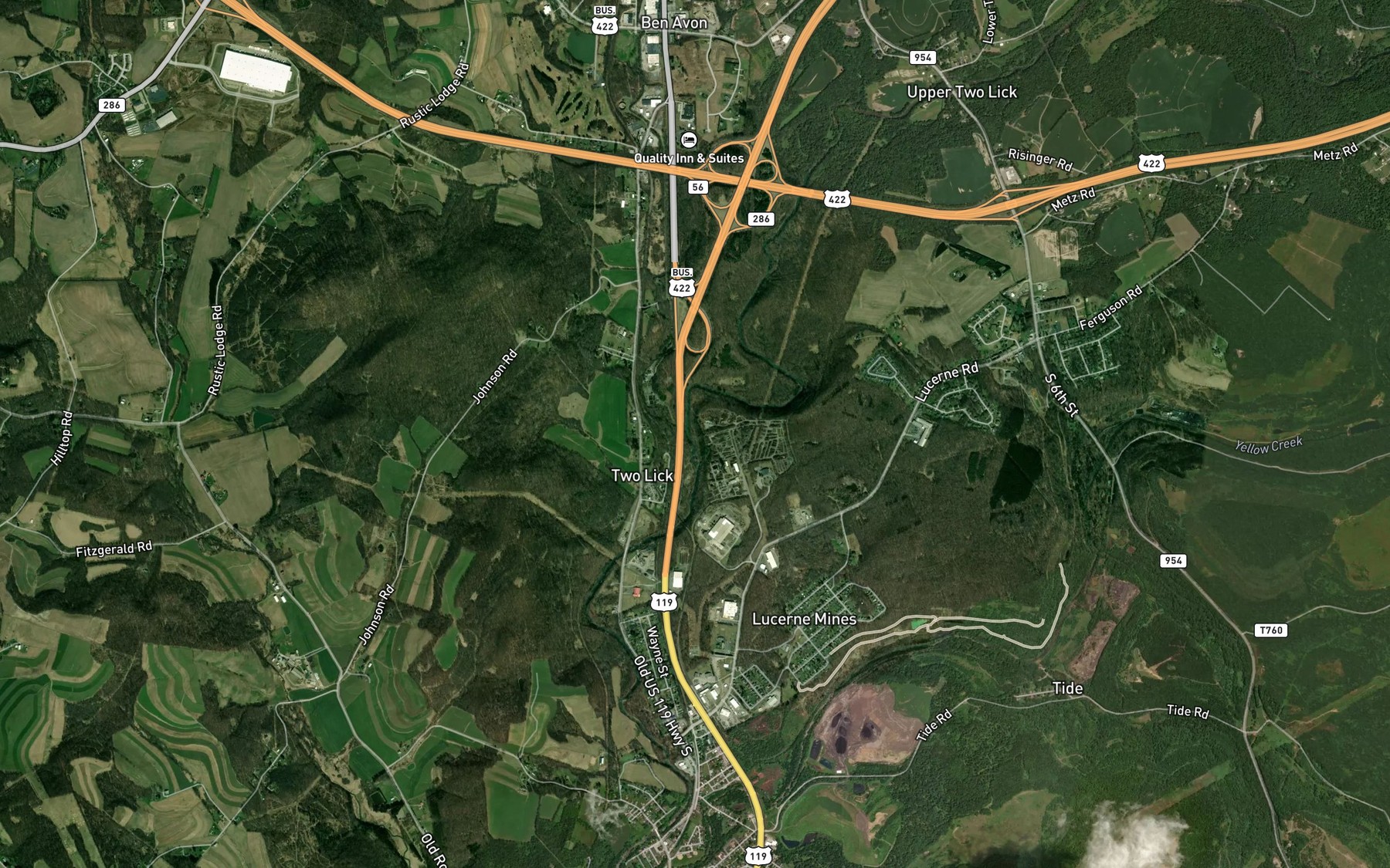 Satellite map of the Stoney Run