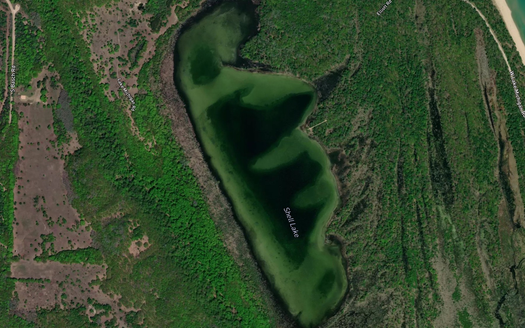 Satellite map of the Shell Lake