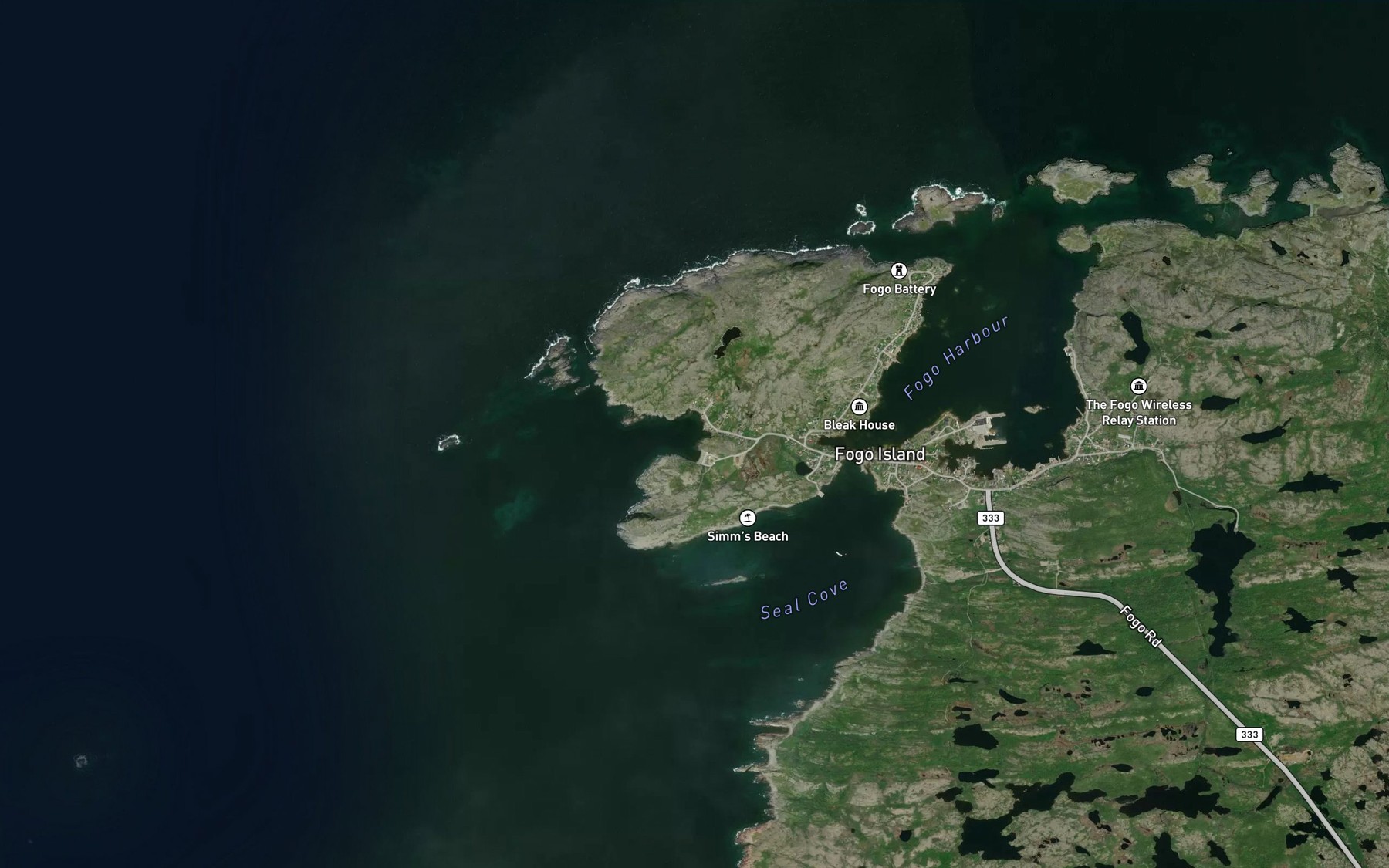 Satellite map of the Back Cove