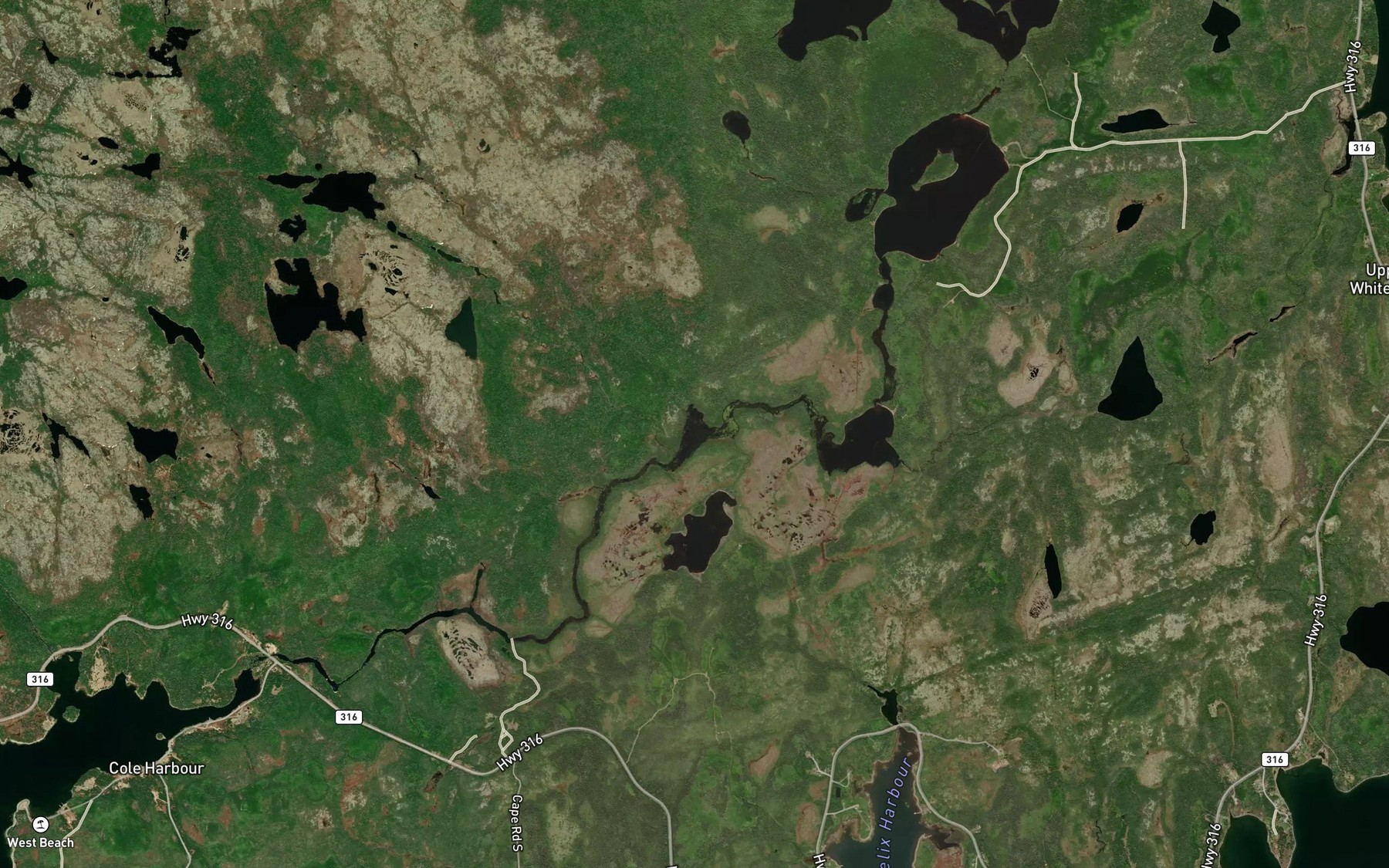 Satellite map of the Gooseneck Lake