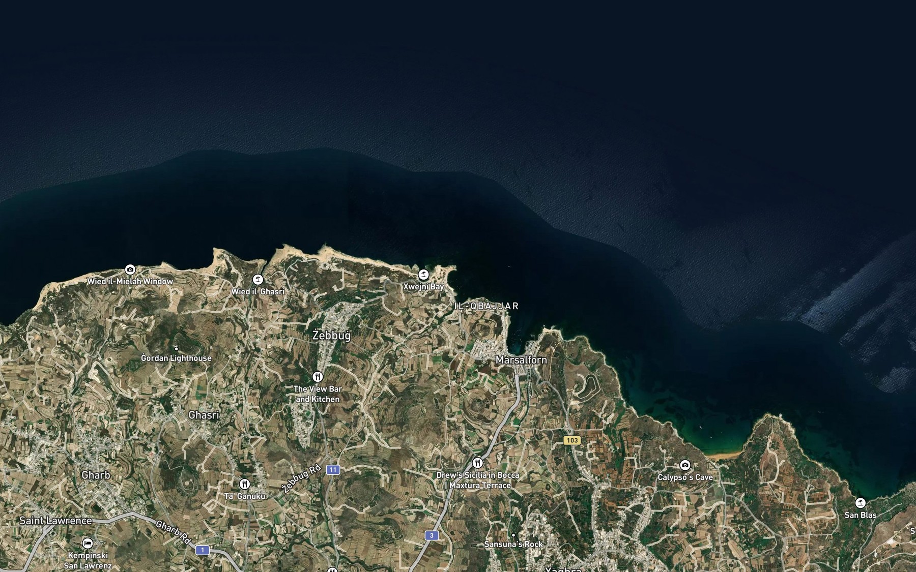 Satellite map of the Qbajjar Bay