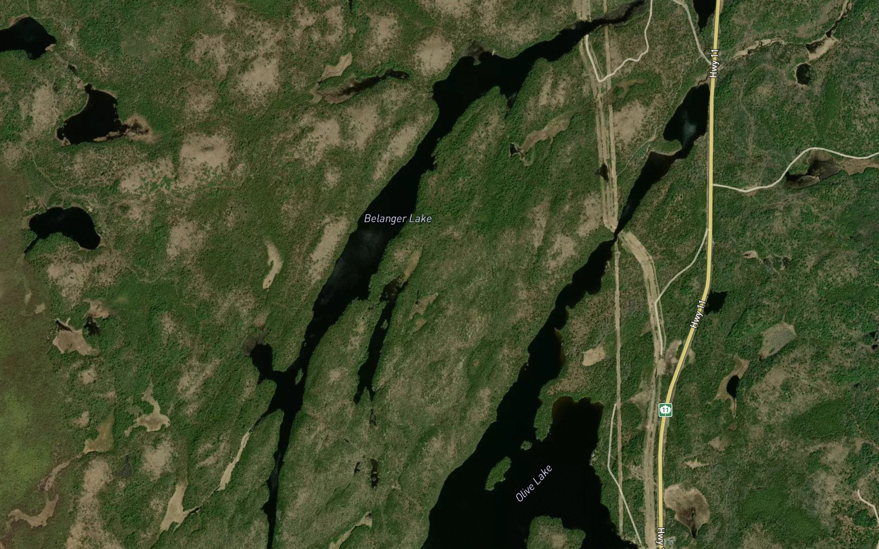 Satellite map of the Belanger Lake