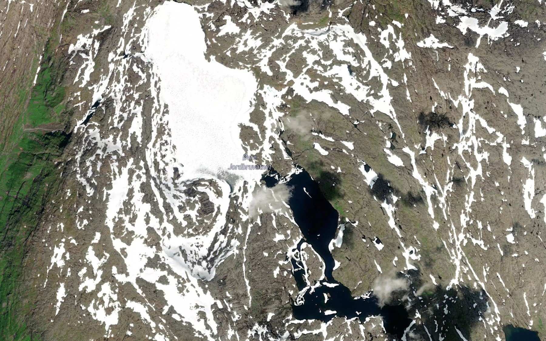 Satellite map of the Jordbruvatnet,ovre