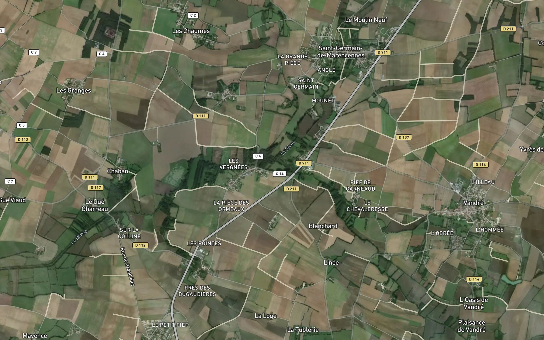 Satellite map of the Devise