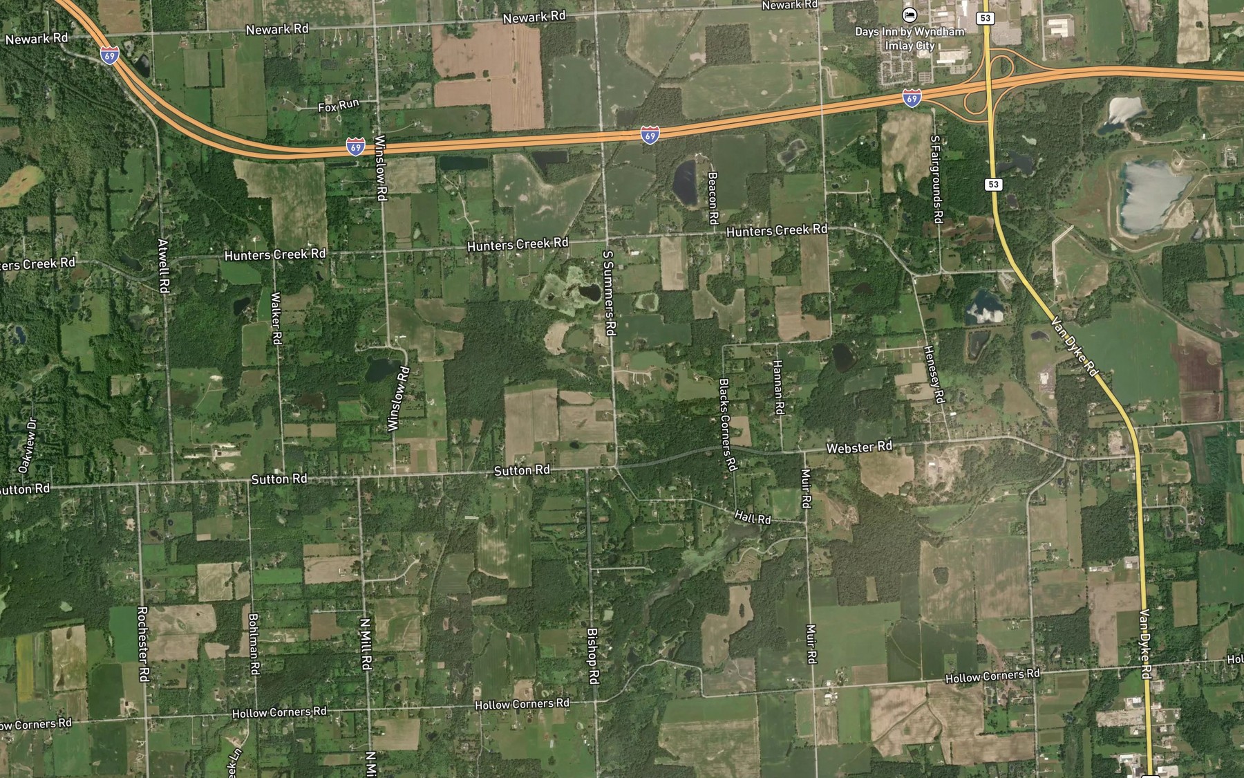 Satellite map of the Weston Drain