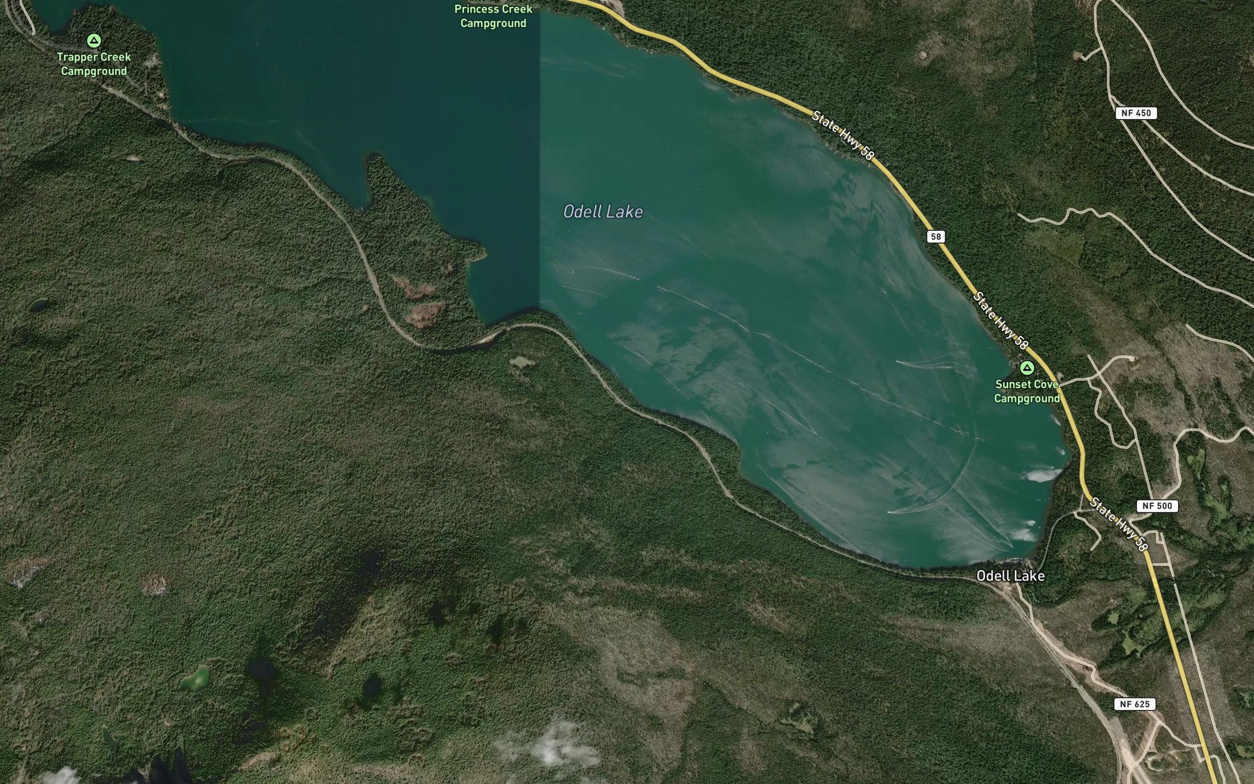 Satellite map of the Wharf Creek