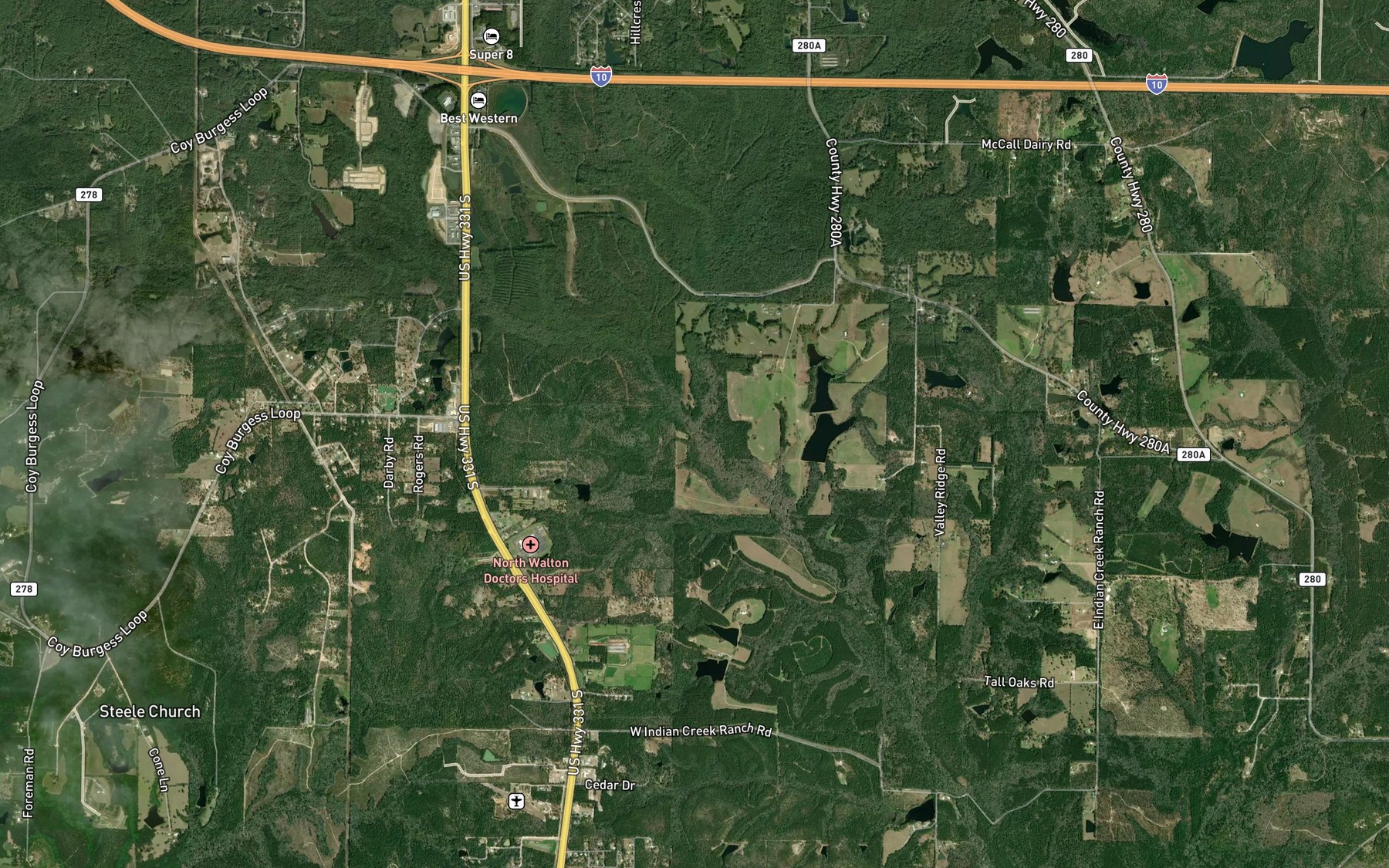 Satellite map of the Bay Branch