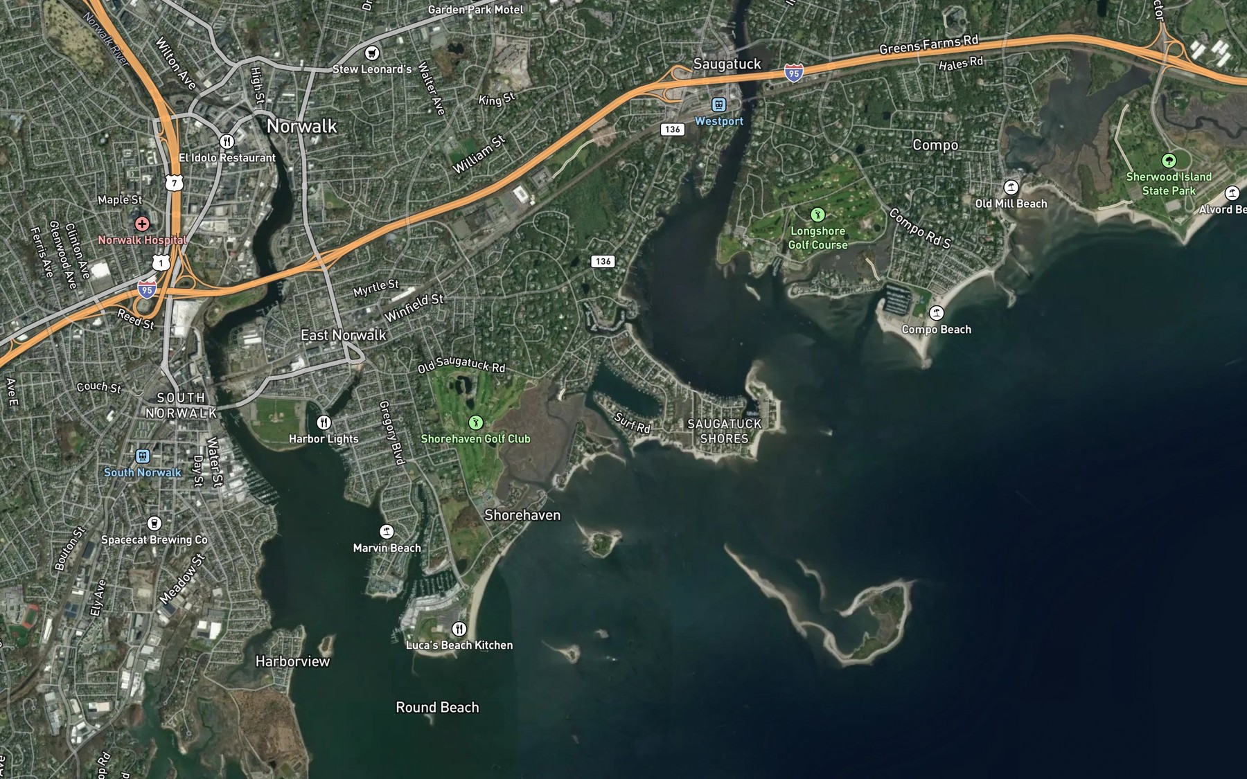 Satellite map of the Smith Beach Harbor