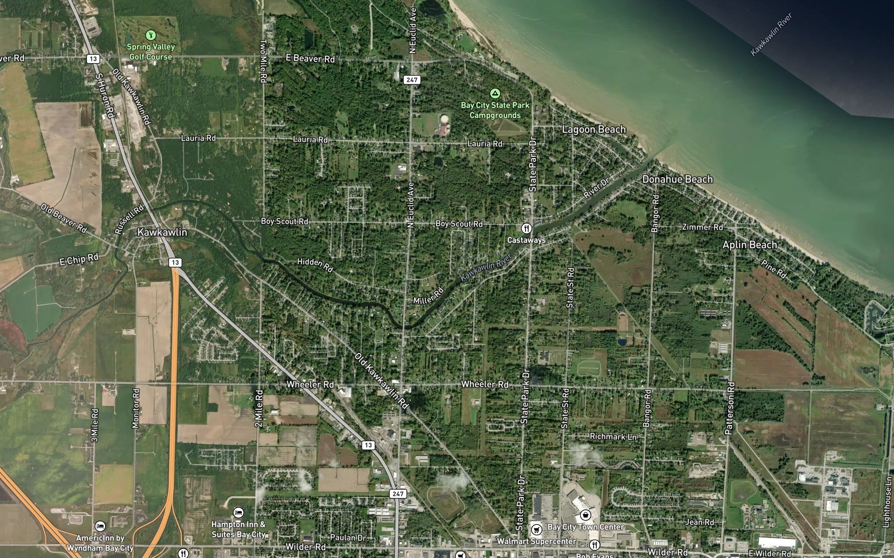Satellite map of the Indian Town Drain