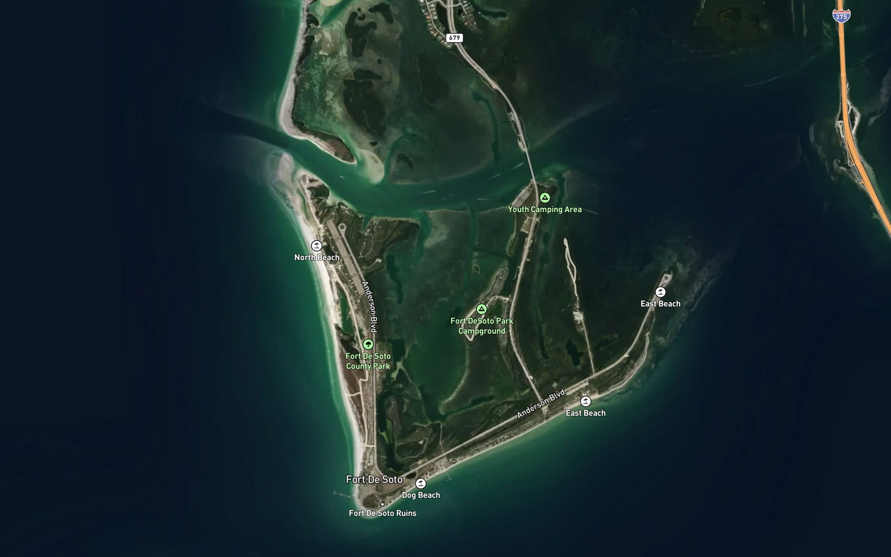 Satellite map of the Mullet Key Bayou