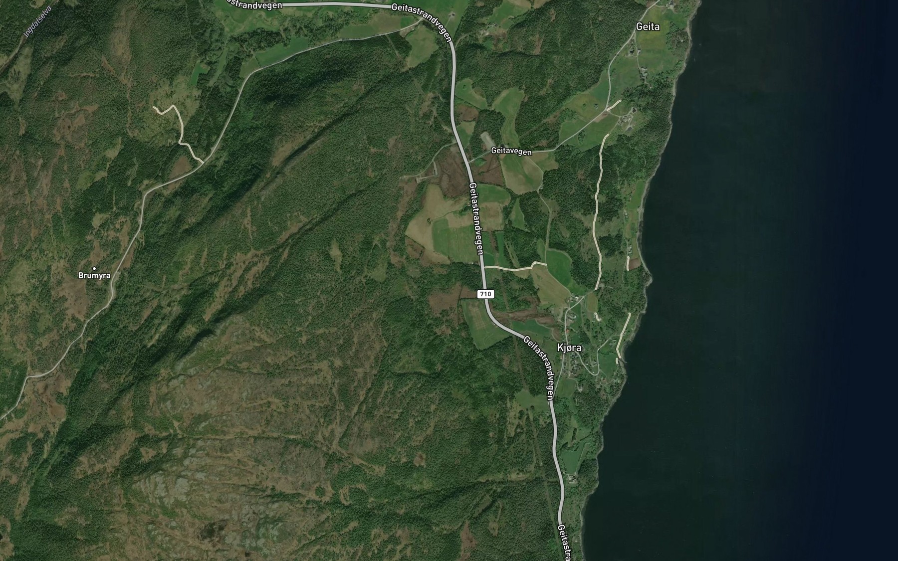 Satellite map of the Kjorelva