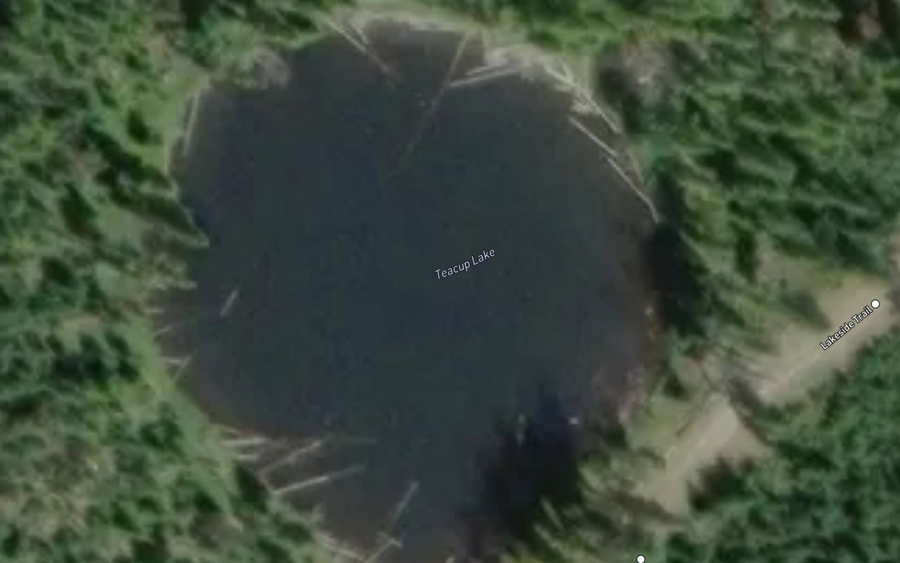 Satellite map of the Teacup Lake