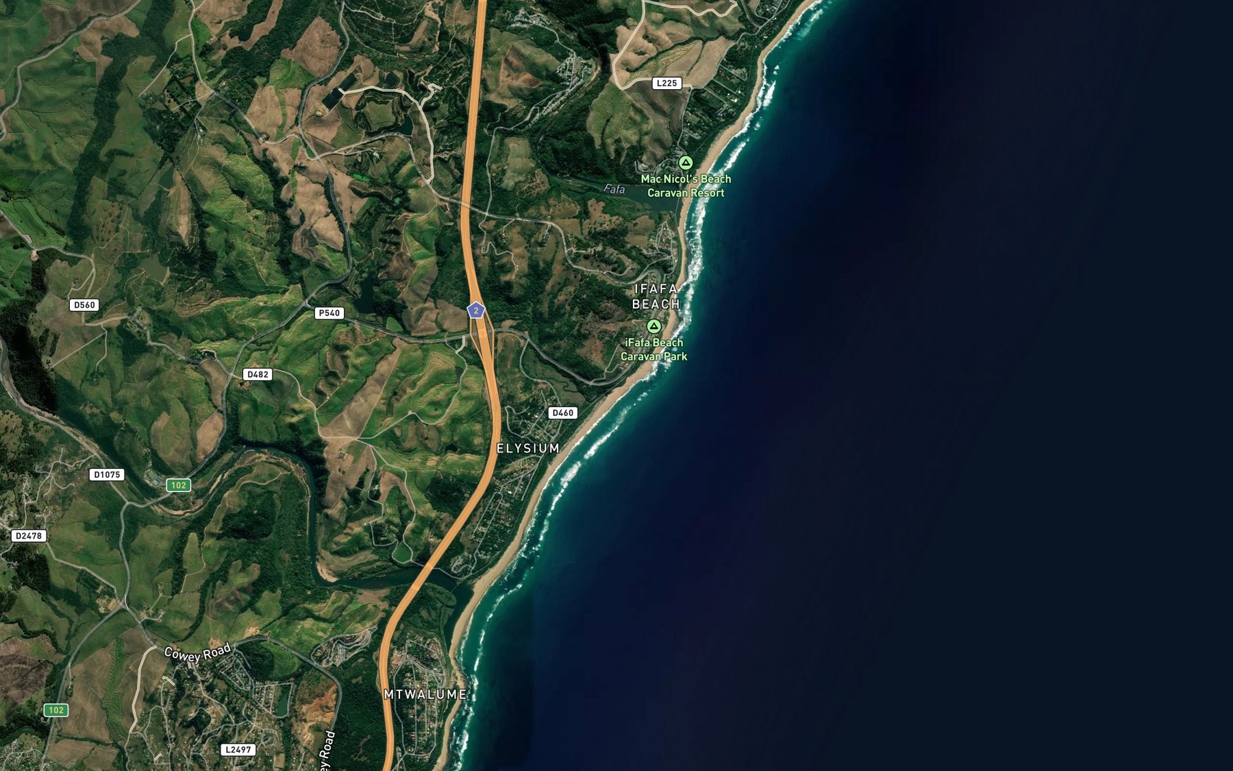 Satellite map of the Mvuzi