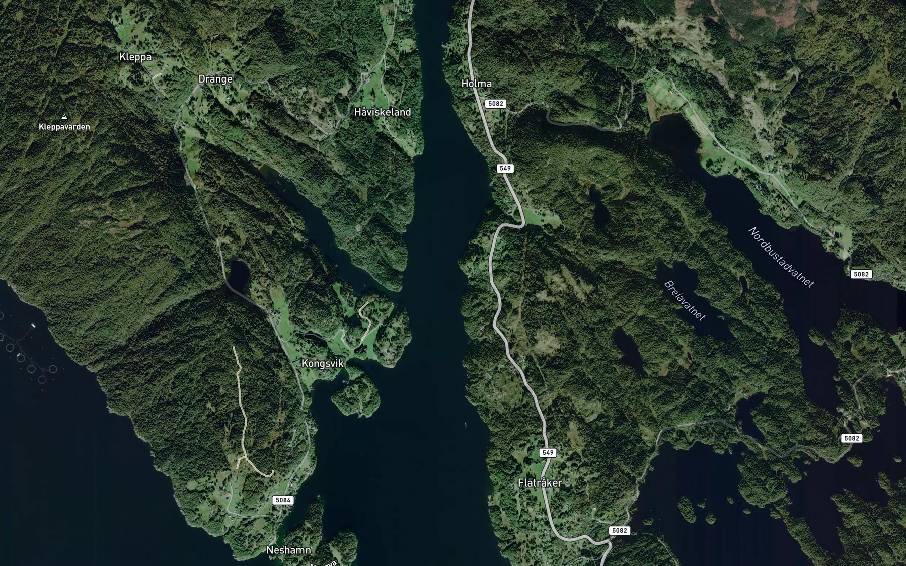 Satellite map of the Tveitevika